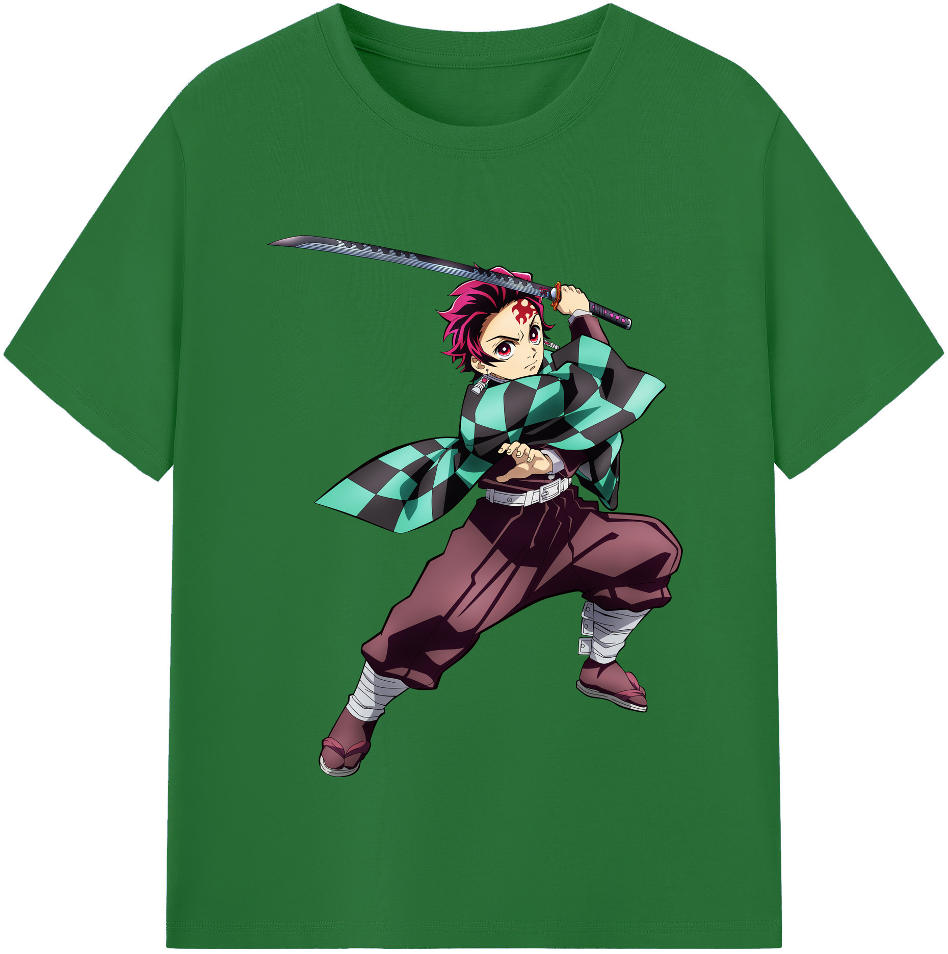 （画像用） 鬼滅の刃 竈門 炭治郎／かまど たんじろう Kamado Tanjirou 綿100％半袖Tシャツ（フロントプリント）