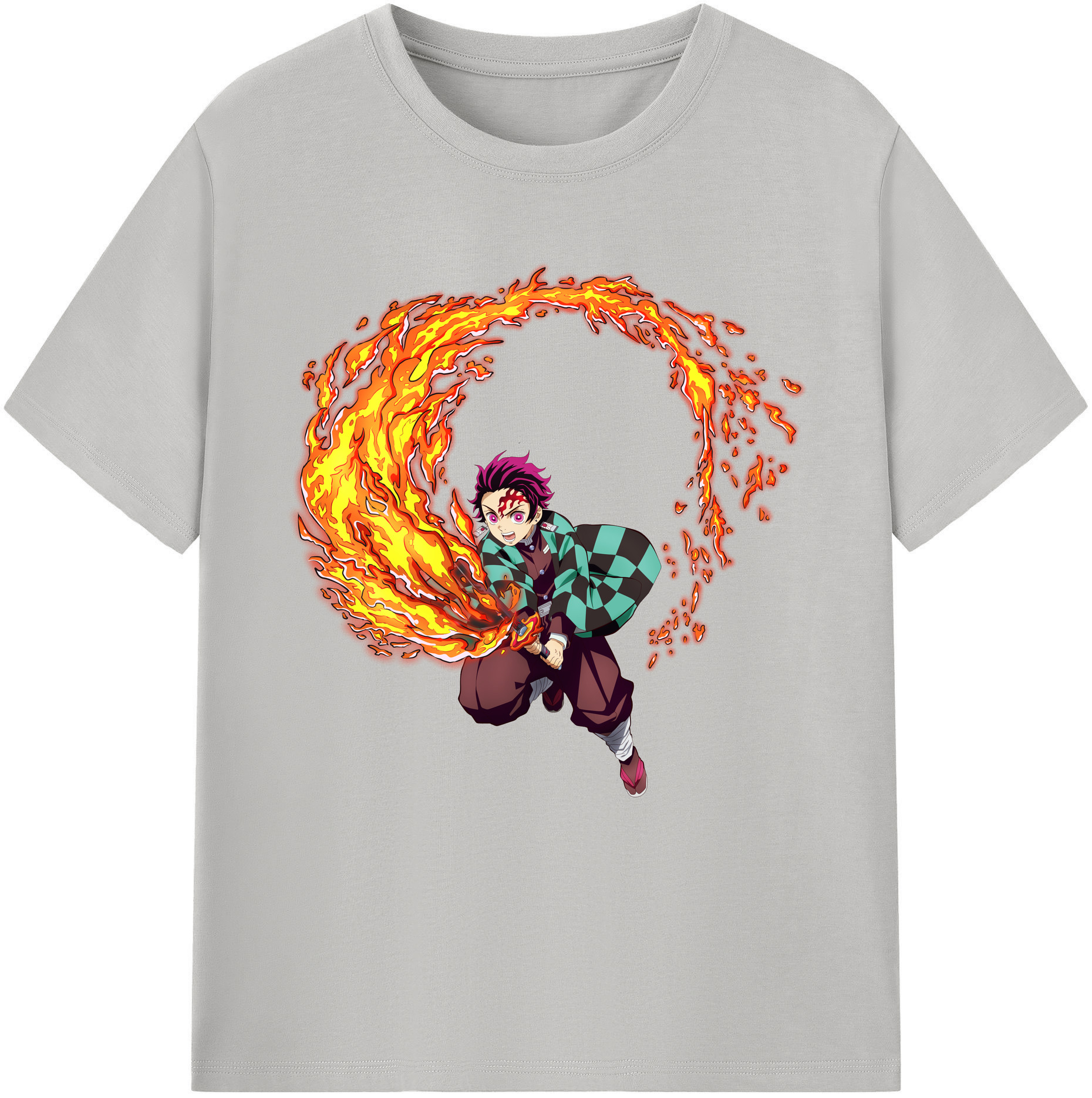 （画像用） 鬼滅の刃 竈門 炭治郎／かまど たんじろう Kamado Tanjirou 綿100％半袖Tシャツ（フロントプリント）