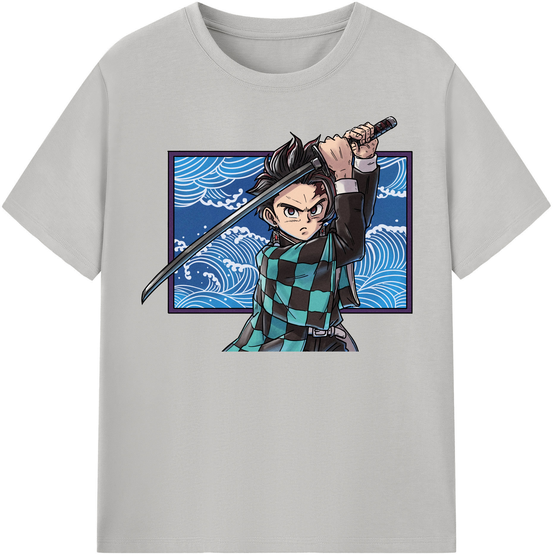 （画像用） 鬼滅の刃 竈門 炭治郎／かまど たんじろう Kamado Tanjirou 綿100％半袖Tシャツ（フロントプリント）