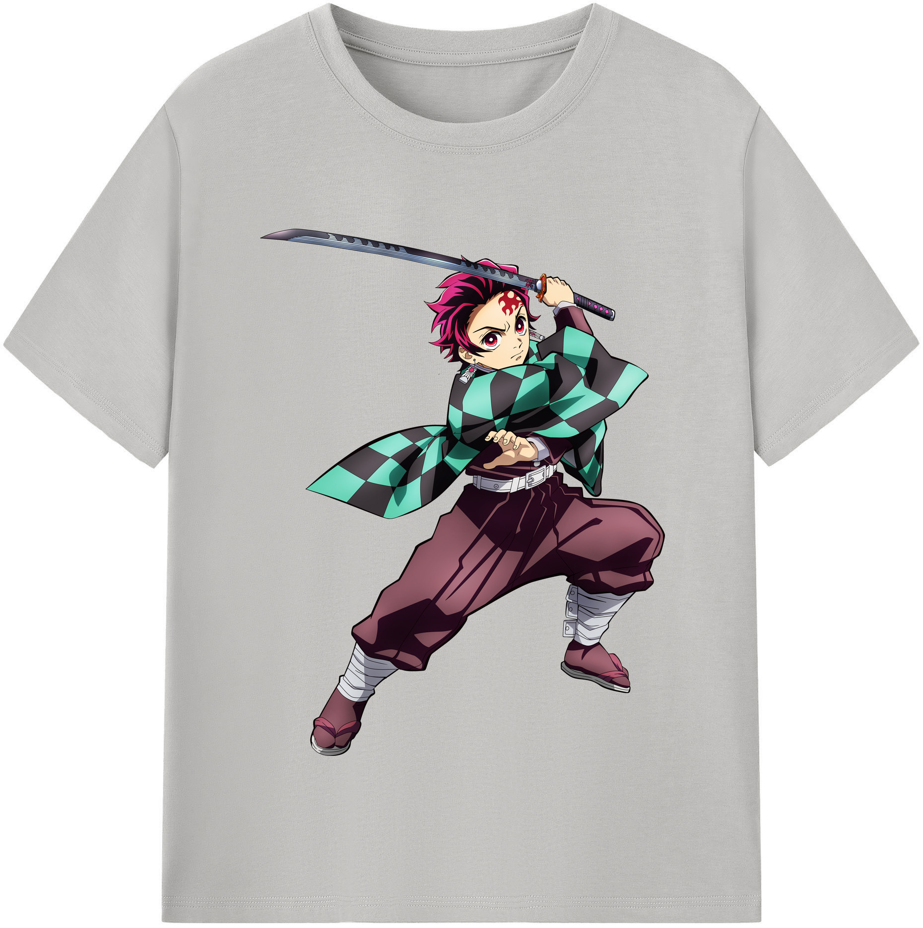 （画像用） 鬼滅の刃 竈門 炭治郎／かまど たんじろう Kamado Tanjirou 綿100％半袖Tシャツ（フロントプリント）