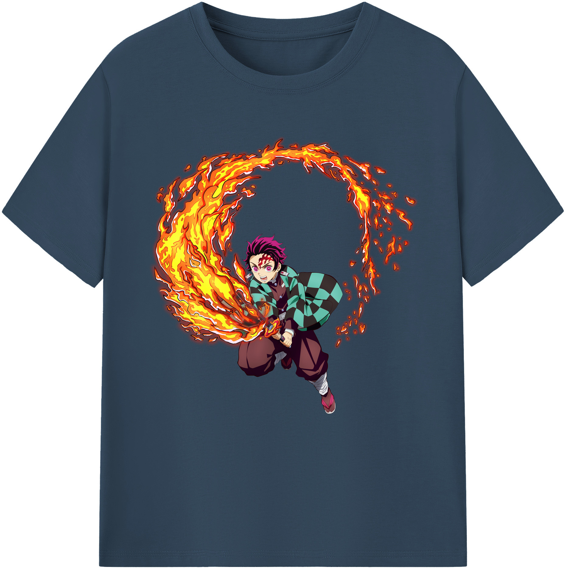 （画像用） 鬼滅の刃 竈門 炭治郎／かまど たんじろう Kamado Tanjirou 綿100％半袖Tシャツ（フロントプリント）