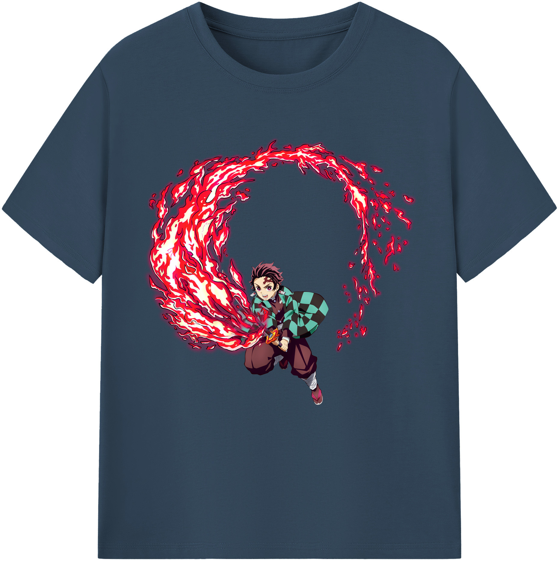 （画像用） 鬼滅の刃 竈門 炭治郎／かまど たんじろう Kamado Tanjirou 綿100％半袖Tシャツ（フロントプリント）