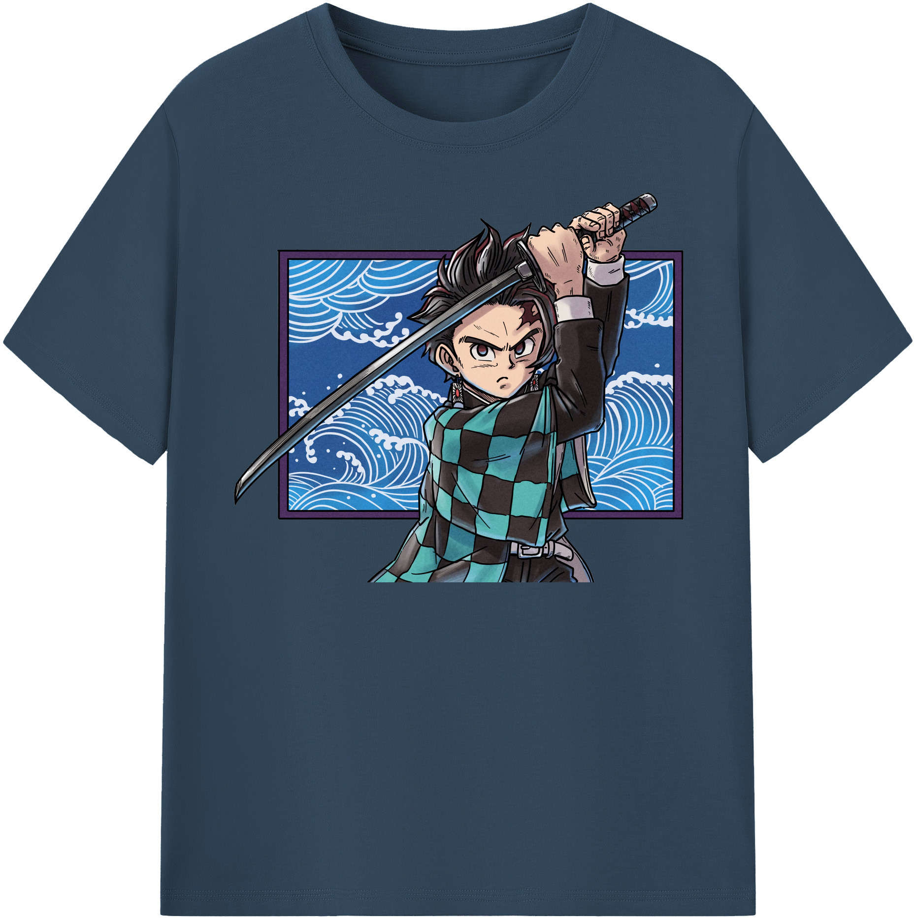 （画像用） 鬼滅の刃 竈門 炭治郎／かまど たんじろう Kamado Tanjirou 綿100％半袖Tシャツ（フロントプリント）