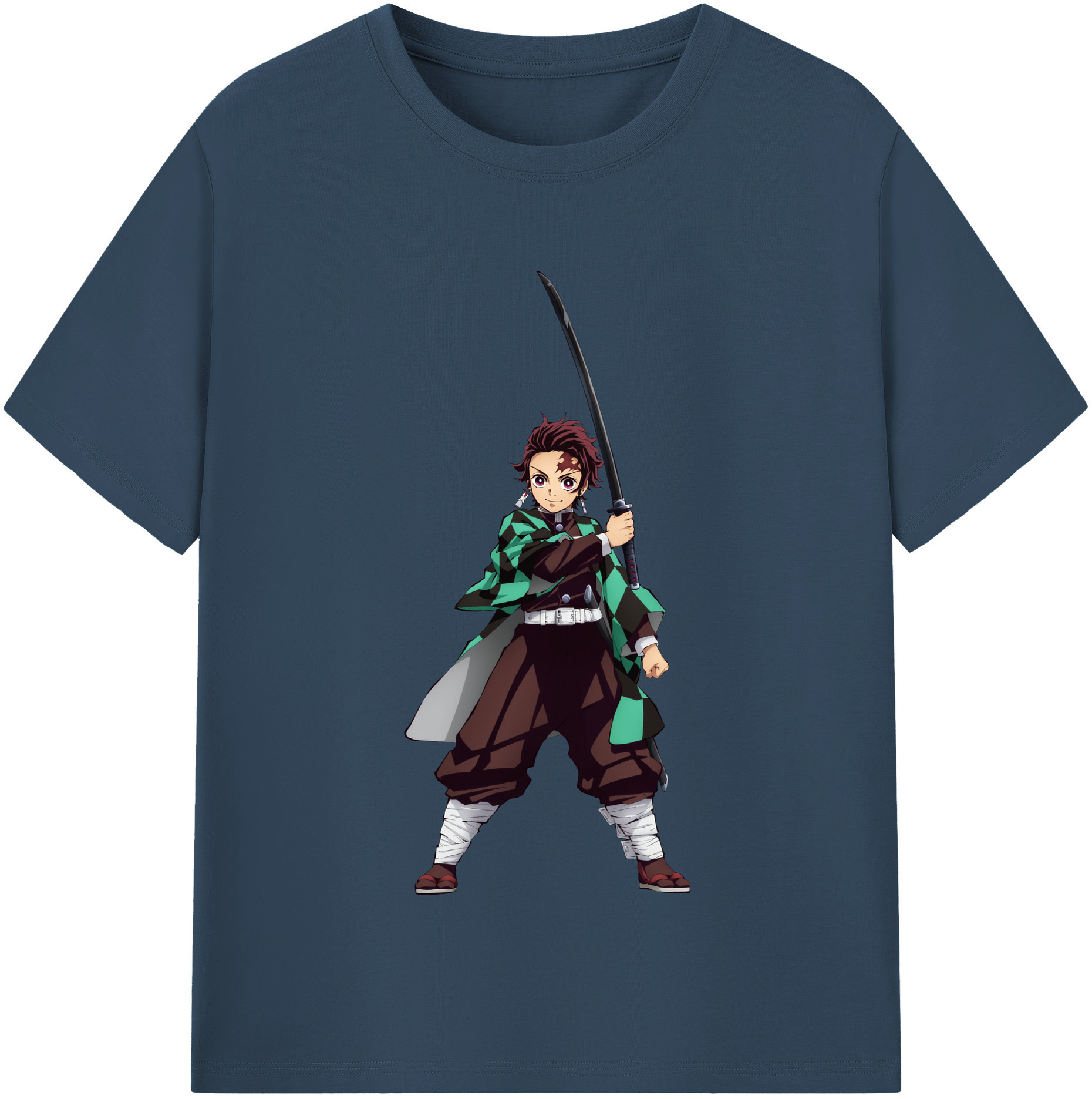 （画像用） 鬼滅の刃 竈門 炭治郎／かまど たんじろう Kamado Tanjirou 綿100％半袖Tシャツ（フロントプリント）