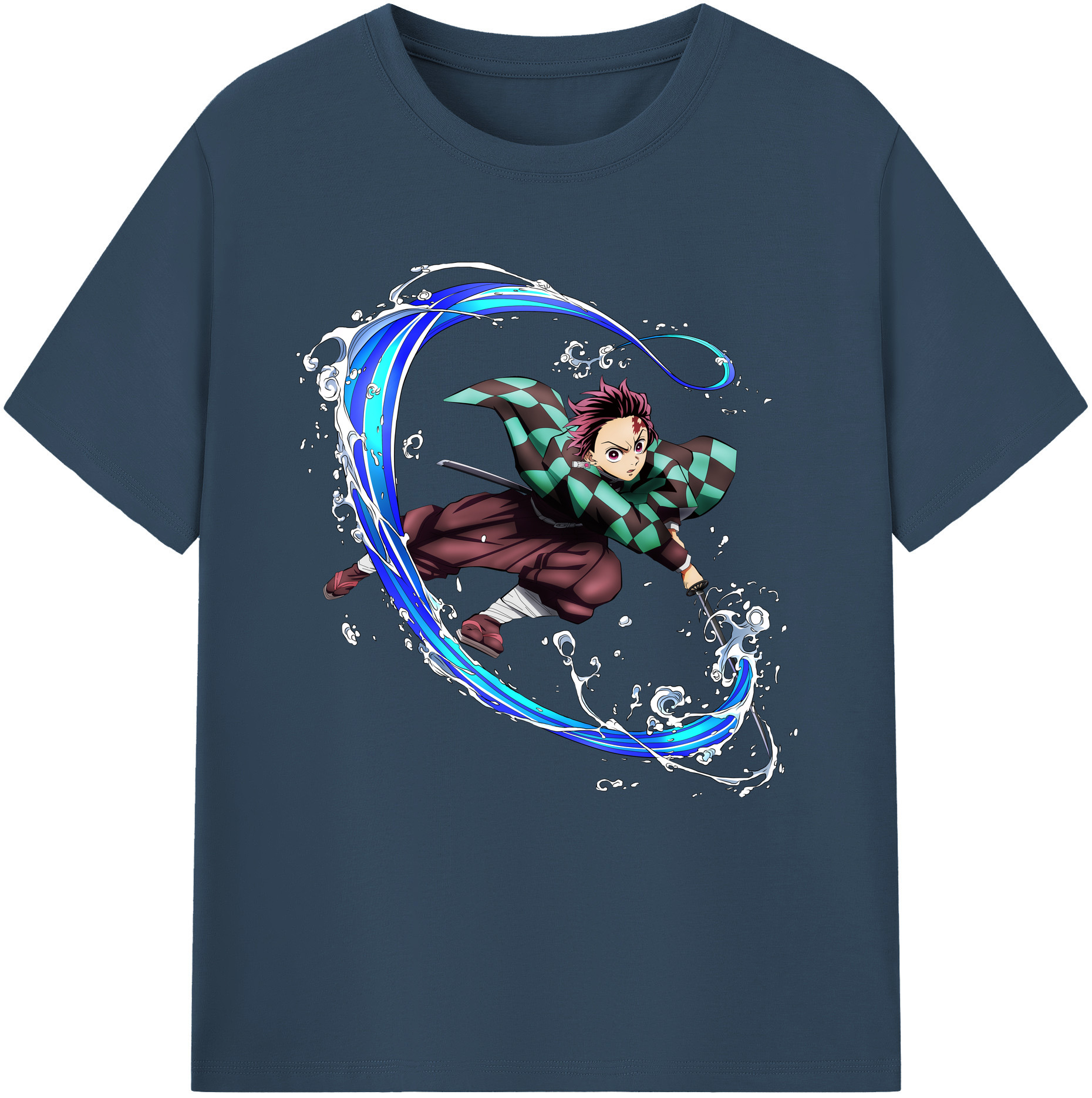 （画像用） 鬼滅の刃 竈門 炭治郎／かまど たんじろう Kamado Tanjirou 綿100％半袖Tシャツ（フロントプリント）