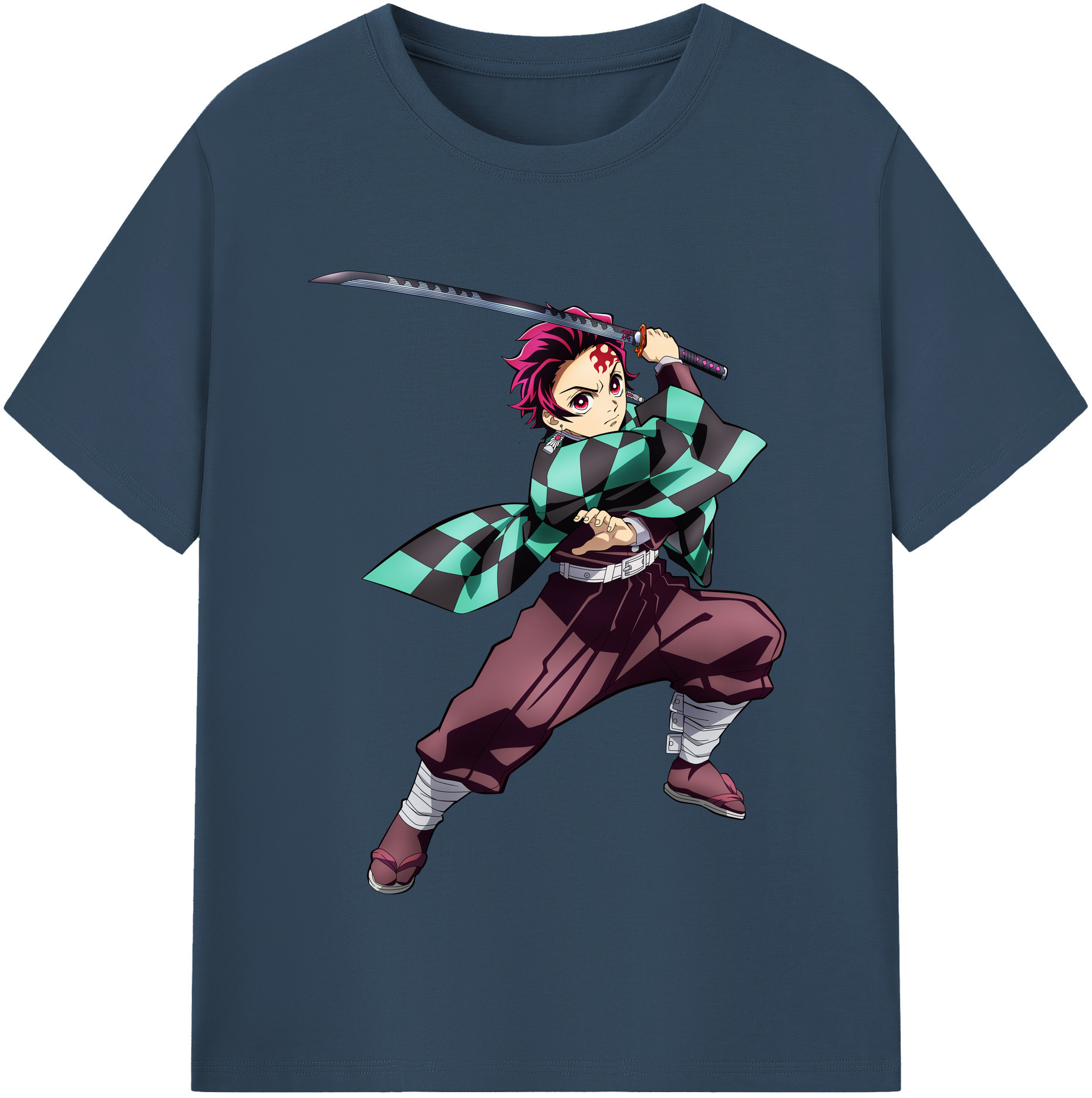 （画像用） 鬼滅の刃 竈門 炭治郎／かまど たんじろう Kamado Tanjirou 綿100％半袖Tシャツ（フロントプリント）