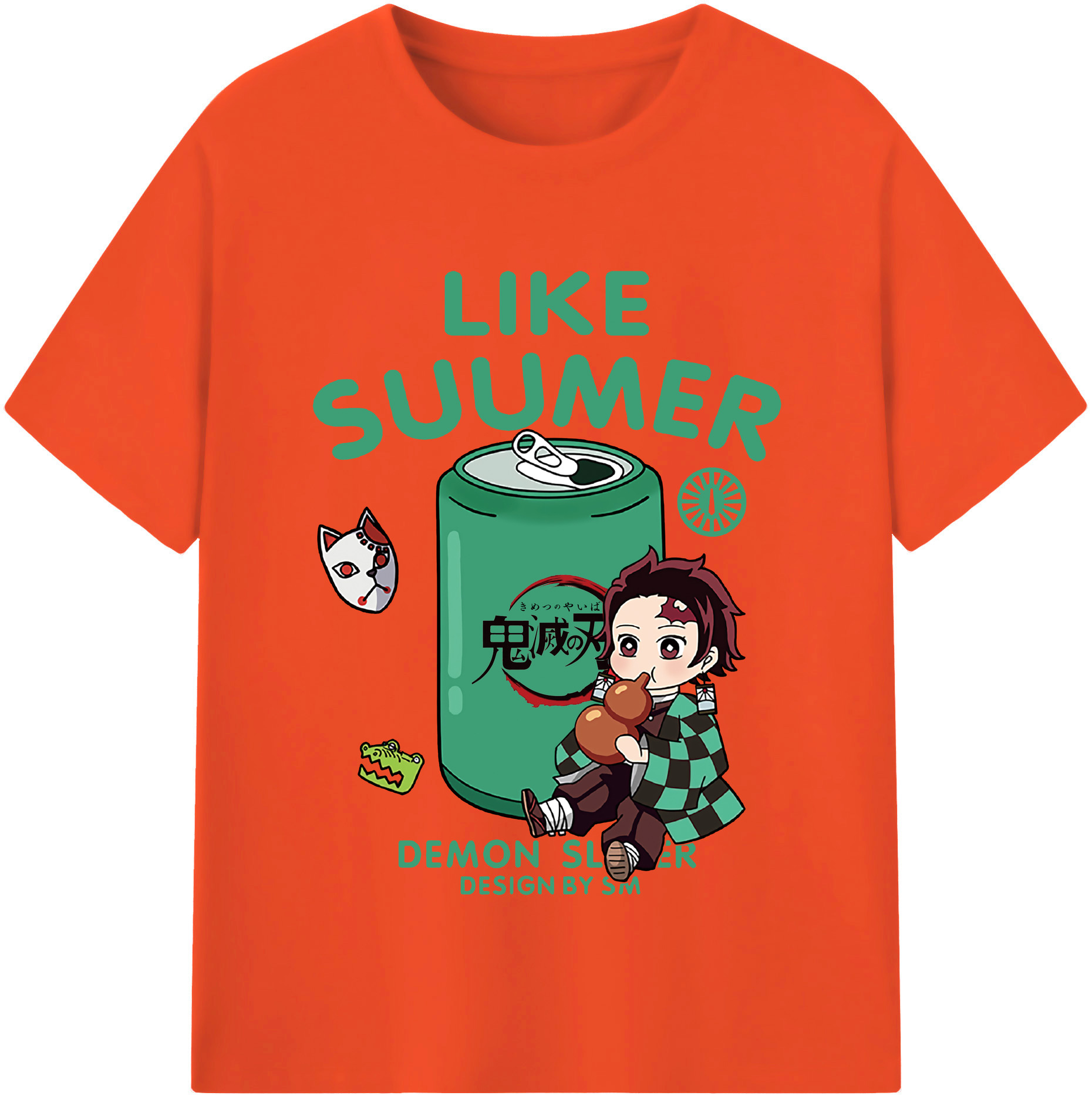 （画像用） 鬼滅の刃 竈門 炭治郎／かまど たんじろう Kamado Tanjirou 綿100％半袖Tシャツ（フロントプリント）