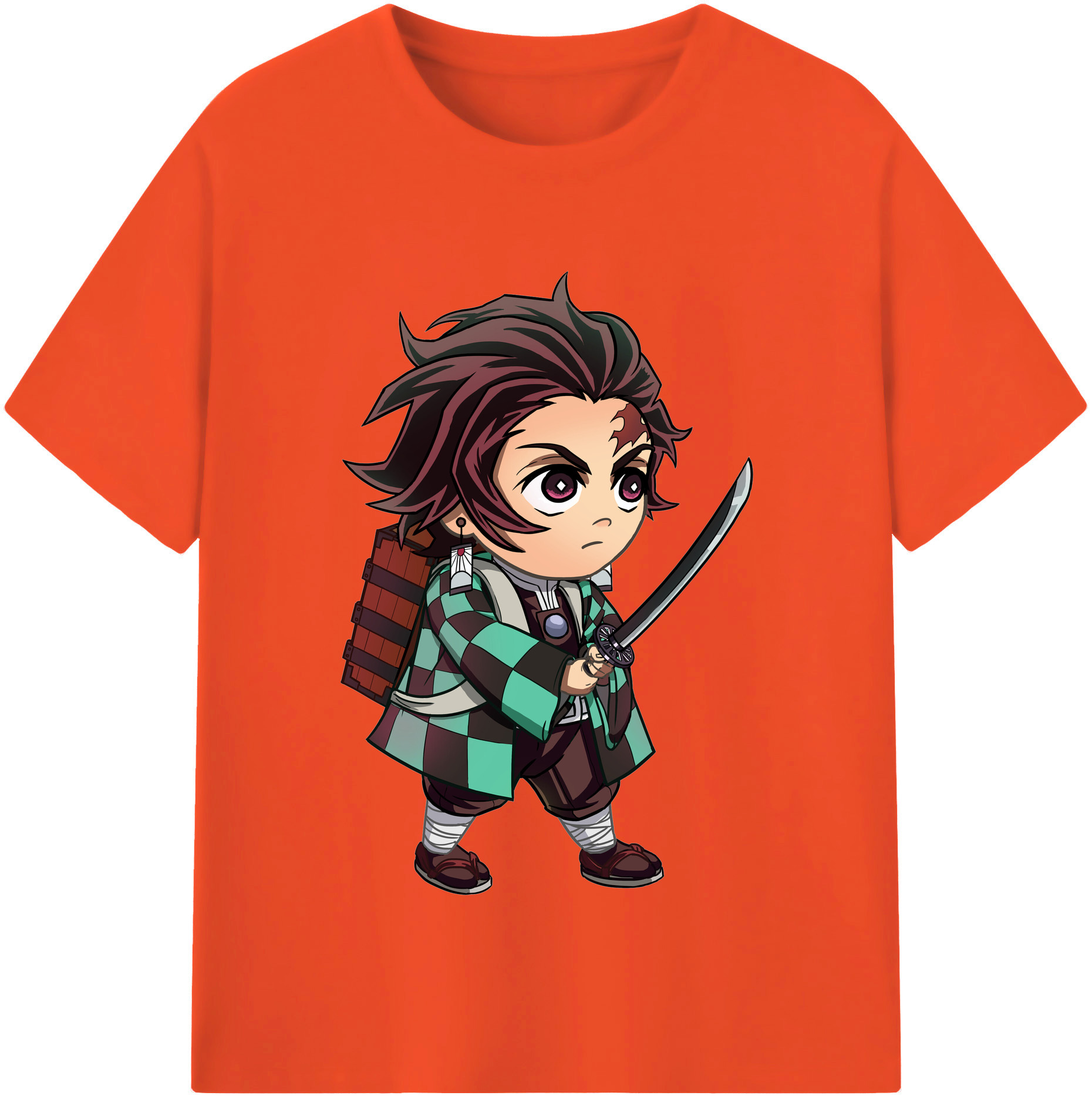 （画像用） 鬼滅の刃 竈門 炭治郎／かまど たんじろう Kamado Tanjirou 綿100％半袖Tシャツ（フロントプリント）