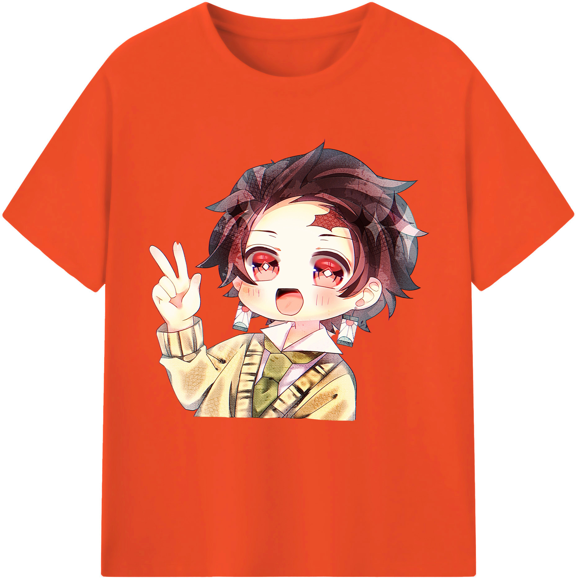 （画像用） 鬼滅の刃 竈門 炭治郎／かまど たんじろう Kamado Tanjirou 綿100％半袖Tシャツ（フロントプリント）
