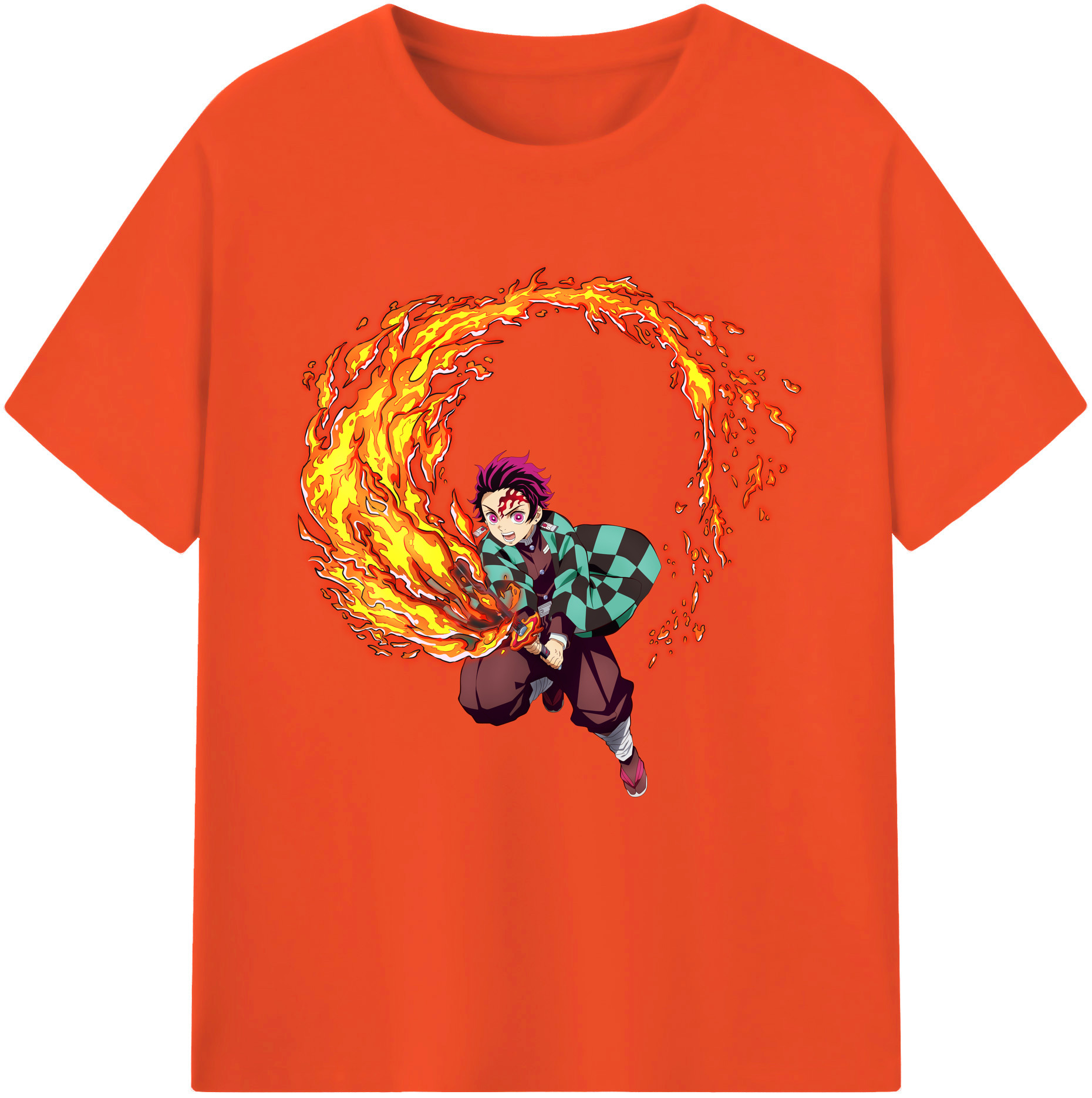 （画像用） 鬼滅の刃 竈門 炭治郎／かまど たんじろう Kamado Tanjirou 綿100％半袖Tシャツ（フロントプリント）