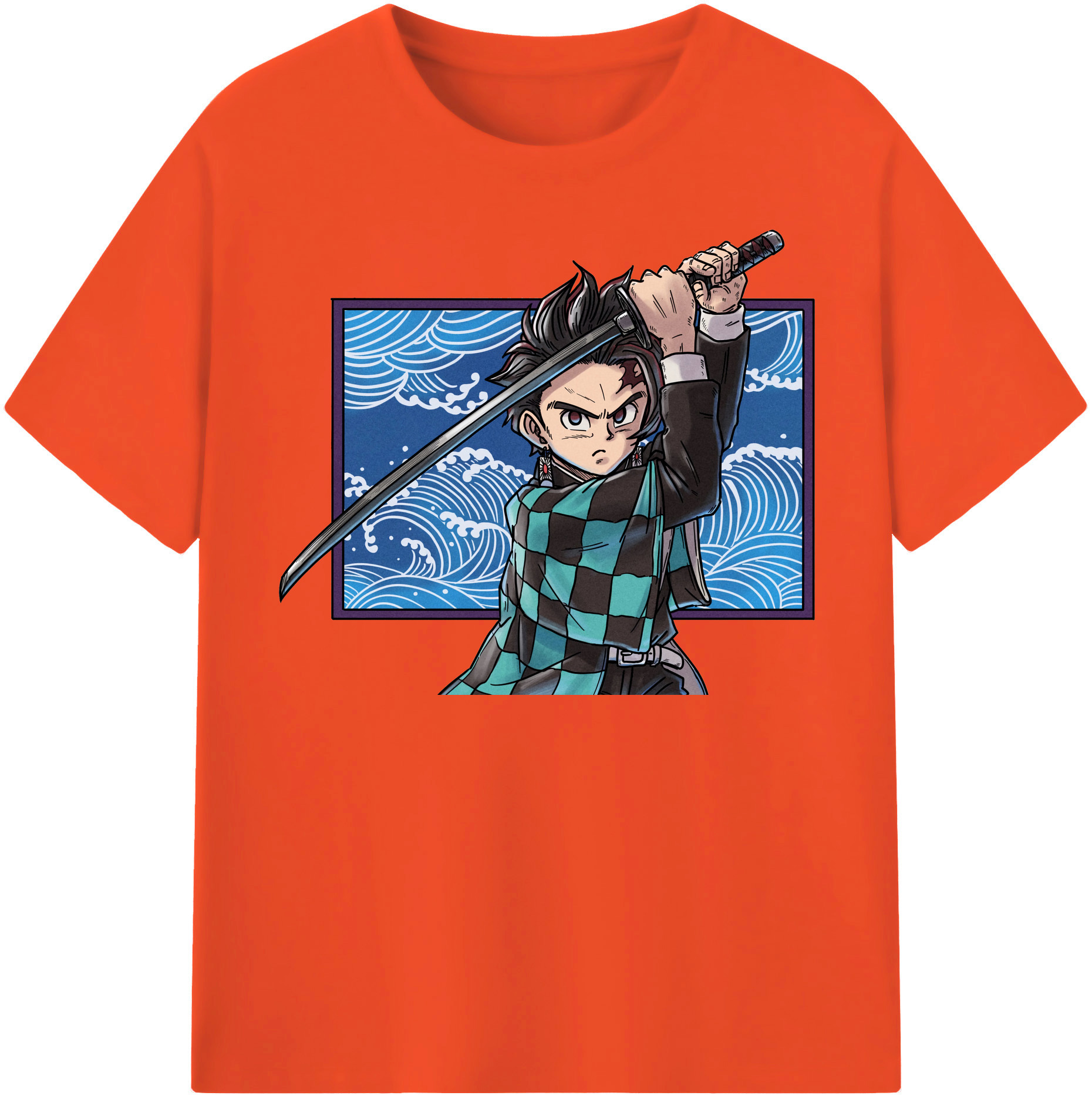 （画像用） 鬼滅の刃 竈門 炭治郎／かまど たんじろう Kamado Tanjirou 綿100％半袖Tシャツ（フロントプリント）