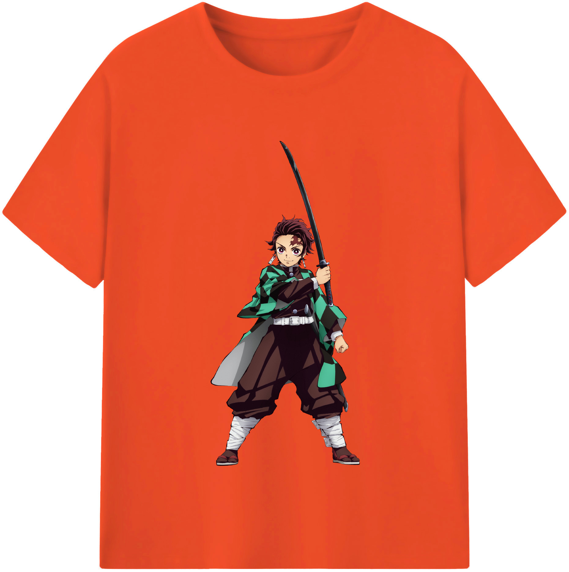 （画像用） 鬼滅の刃 竈門 炭治郎／かまど たんじろう Kamado Tanjirou 綿100％半袖Tシャツ（フロントプリント）