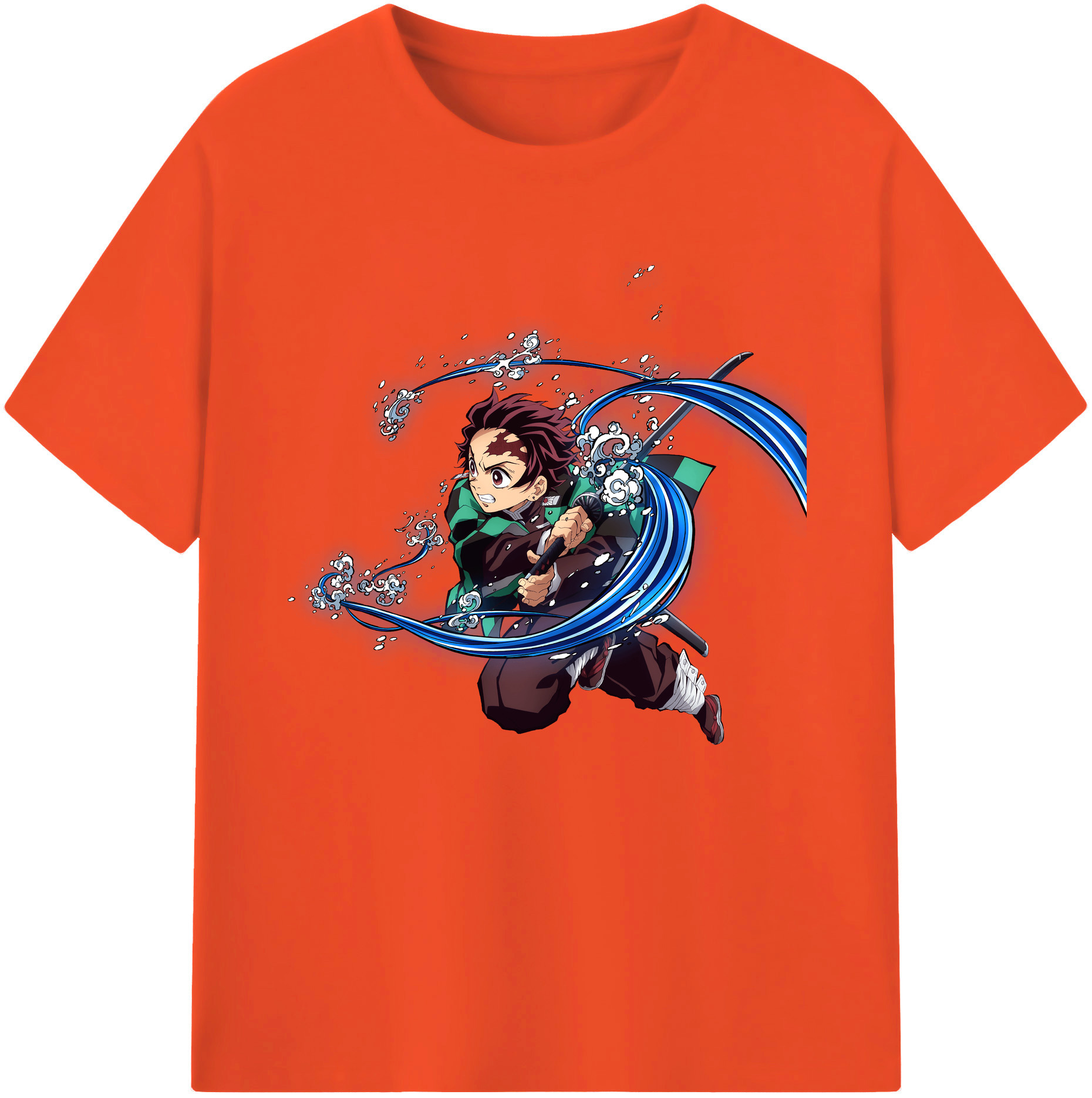 （画像用） 鬼滅の刃 竈門 炭治郎／かまど たんじろう Kamado Tanjirou 綿100％半袖Tシャツ（フロントプリント）