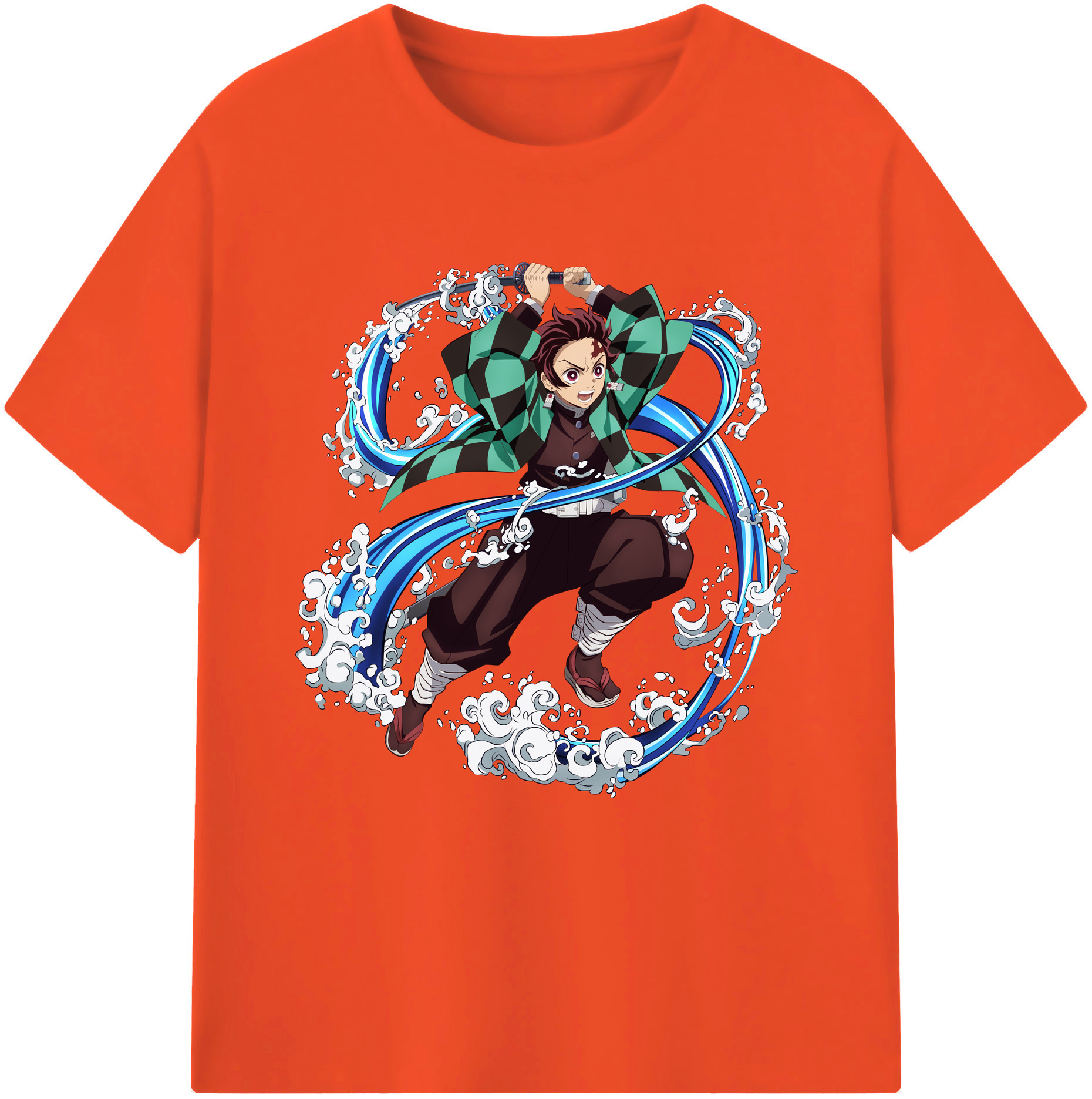 （画像用） 鬼滅の刃 竈門 炭治郎／かまど たんじろう Kamado Tanjirou 綿100％半袖Tシャツ（フロントプリント）
