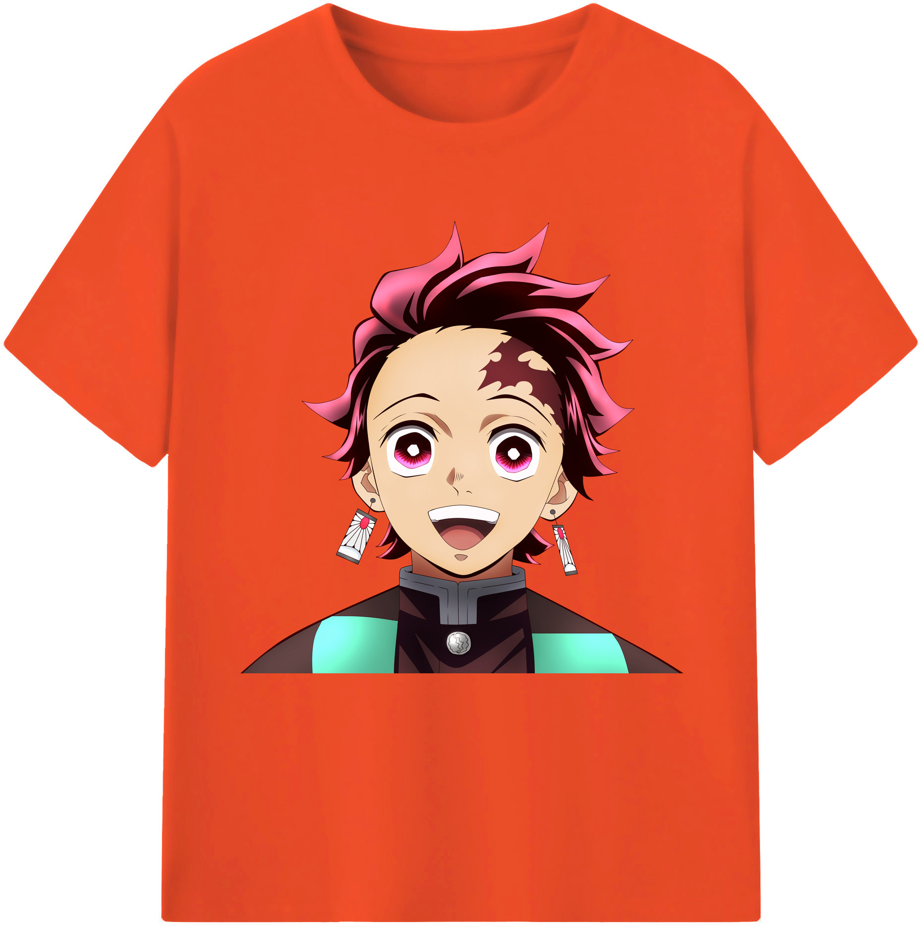 （画像用） 鬼滅の刃 竈門 炭治郎／かまど たんじろう Kamado Tanjirou 綿100％半袖Tシャツ（フロントプリント）