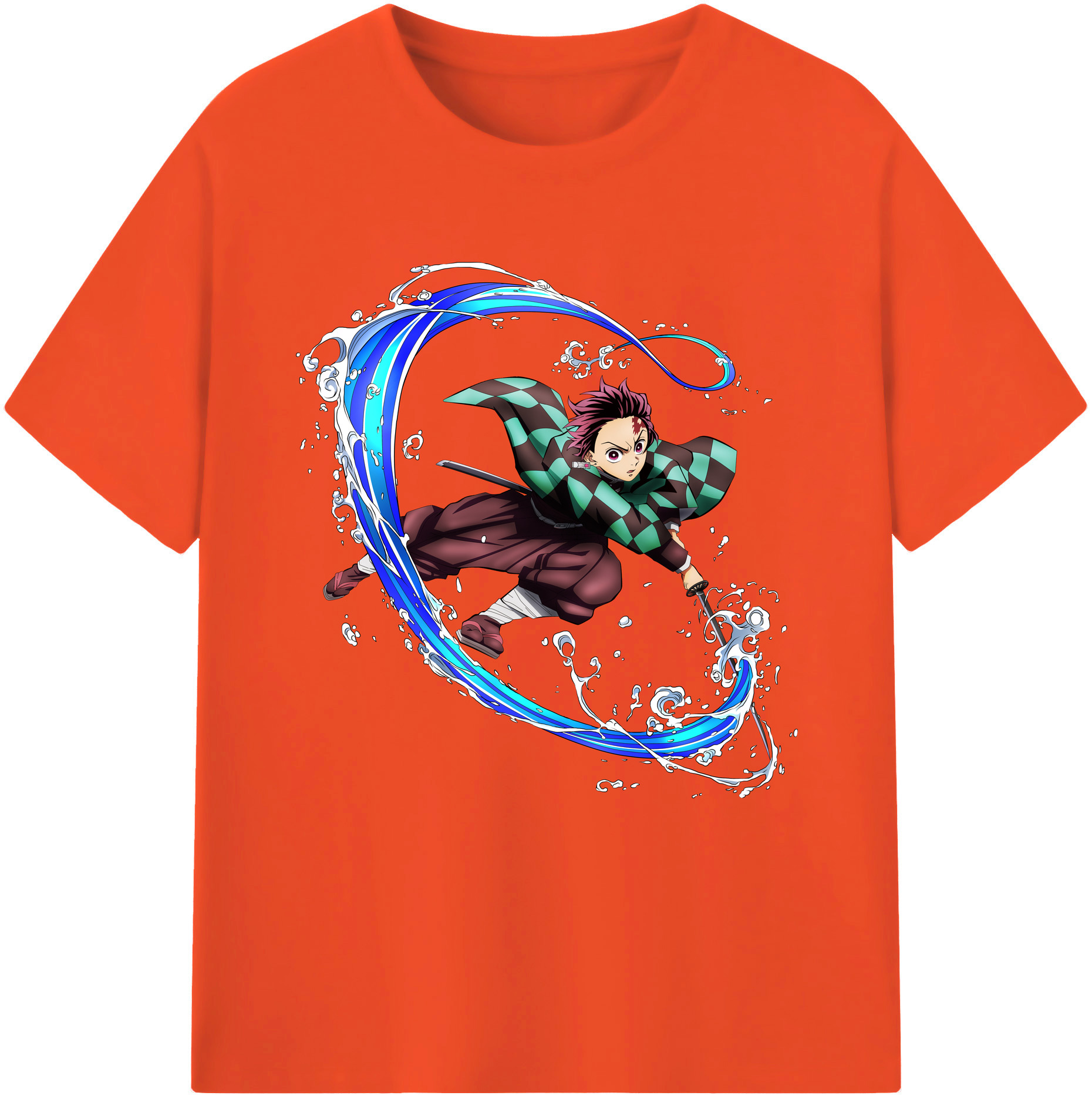 （画像用） 鬼滅の刃 竈門 炭治郎／かまど たんじろう Kamado Tanjirou 綿100％半袖Tシャツ（フロントプリント）