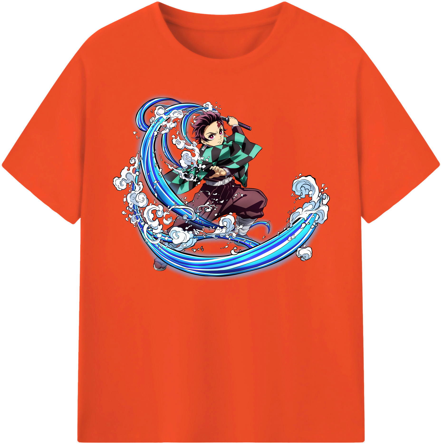 （画像用） 鬼滅の刃 竈門 炭治郎／かまど たんじろう Kamado Tanjirou 綿100％半袖Tシャツ（フロントプリント）
