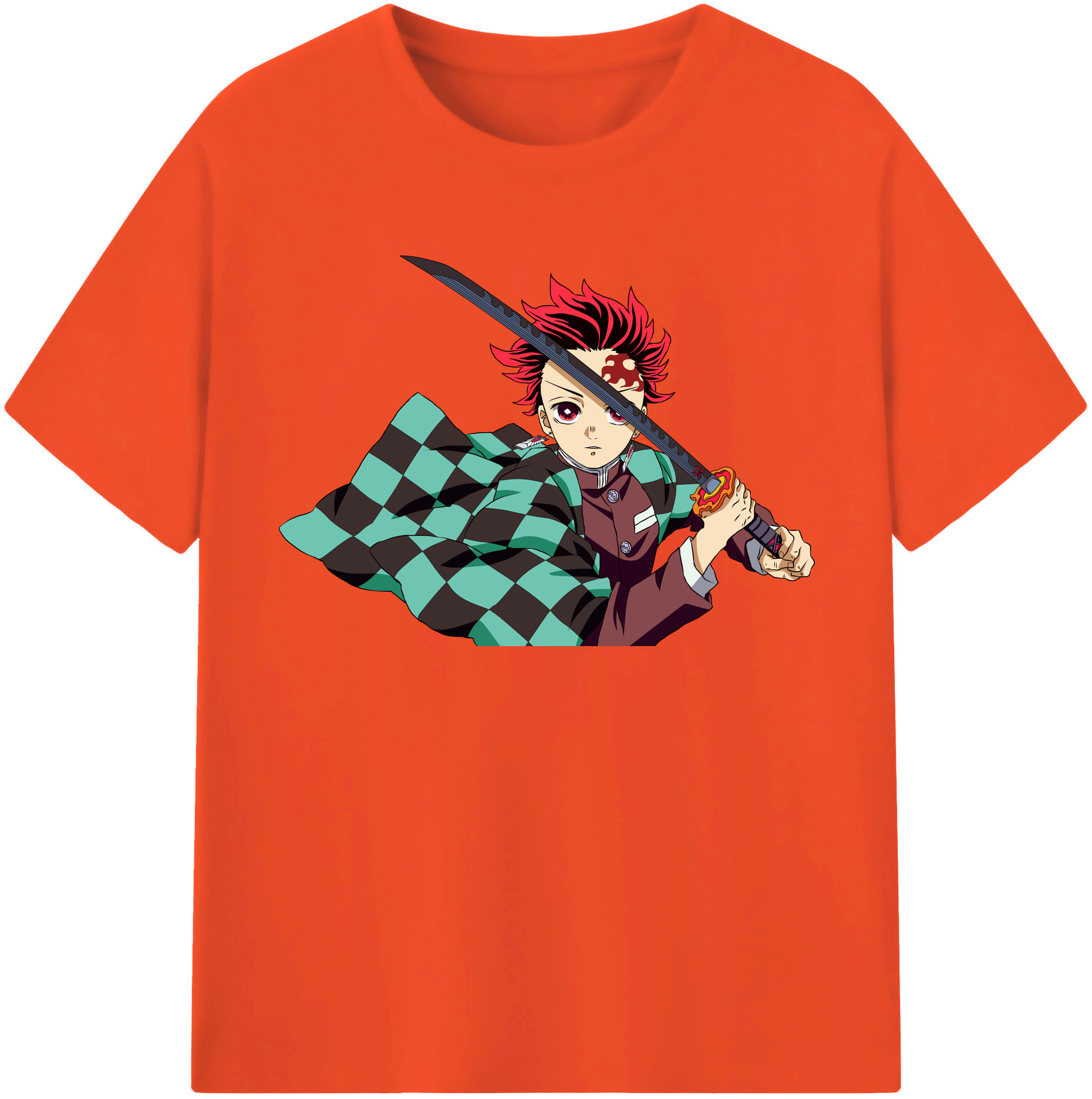（画像用） 鬼滅の刃 竈門 炭治郎／かまど たんじろう Kamado Tanjirou 綿100％半袖Tシャツ（フロントプリント）