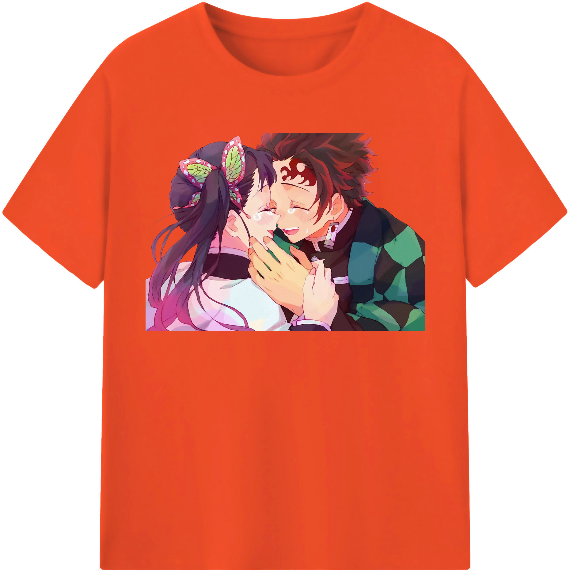 （画像用） 鬼滅の刃 竈門 炭治郎／かまど たんじろう Kamado Tanjirou 綿100％半袖Tシャツ（フロントプリント）