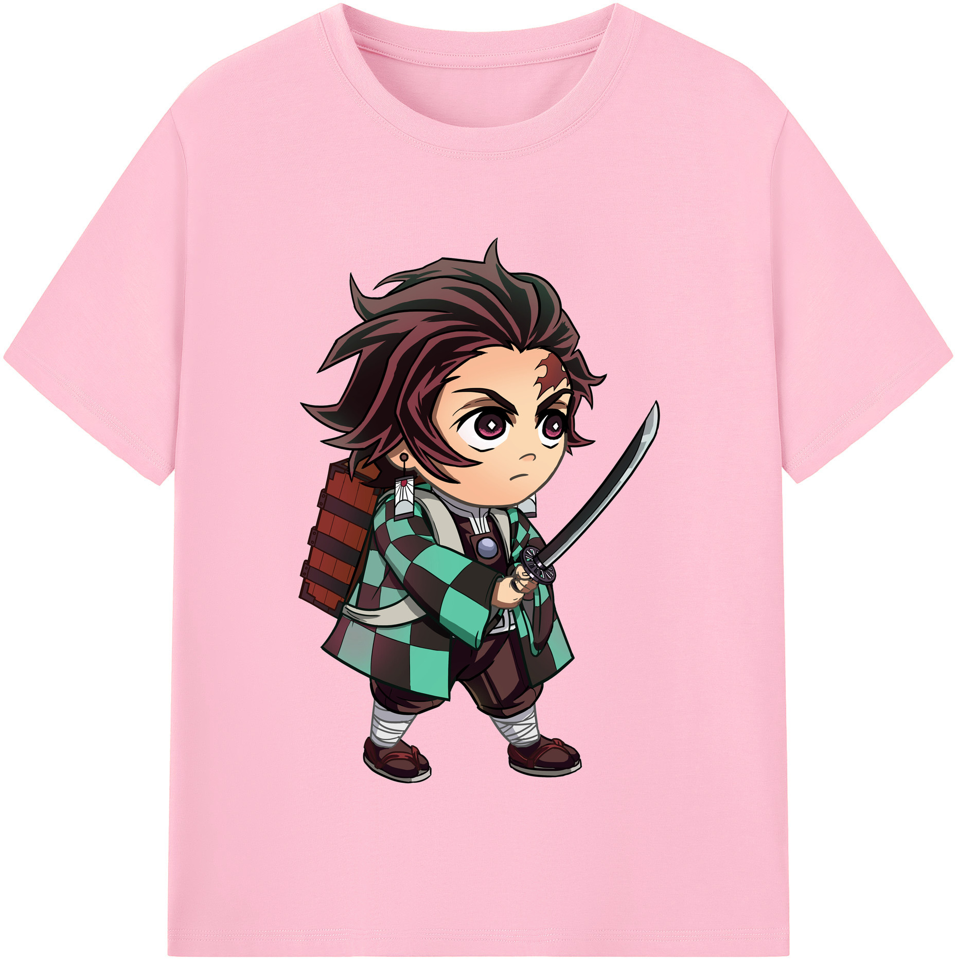 （画像用） 鬼滅の刃 竈門 炭治郎／かまど たんじろう Kamado Tanjirou 綿100％半袖Tシャツ（フロントプリント）