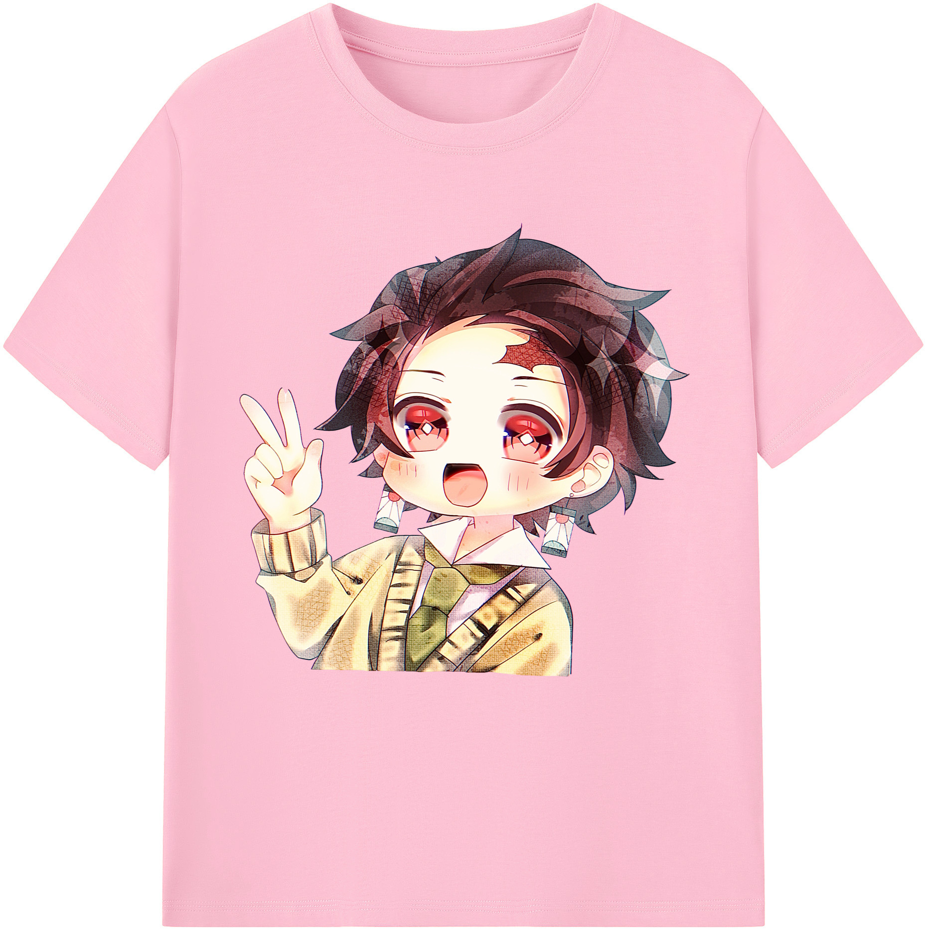 （画像用） 鬼滅の刃 竈門 炭治郎／かまど たんじろう Kamado Tanjirou 綿100％半袖Tシャツ（フロントプリント）