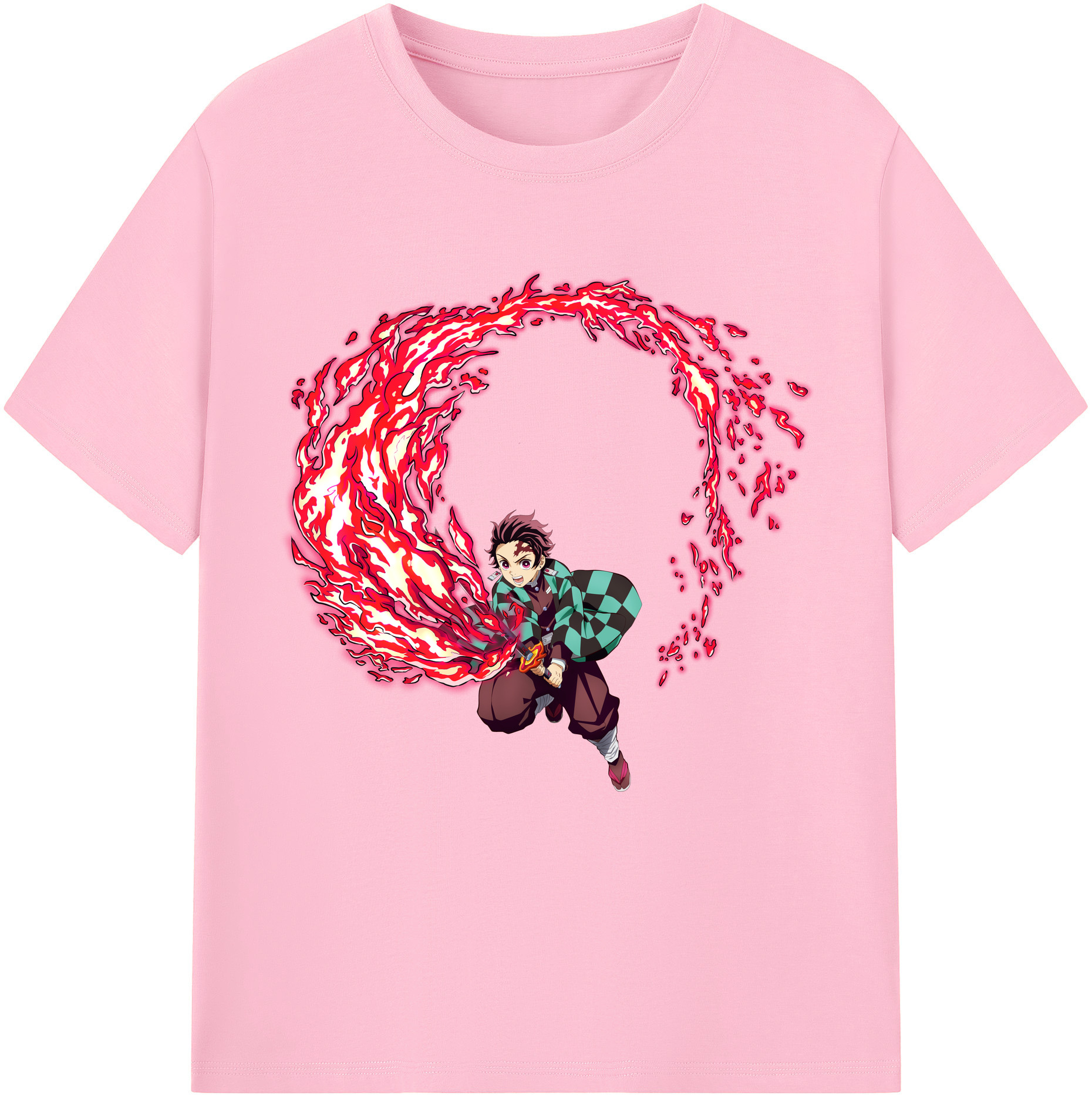 （画像用） 鬼滅の刃 竈門 炭治郎／かまど たんじろう Kamado Tanjirou 綿100％半袖Tシャツ（フロントプリント）