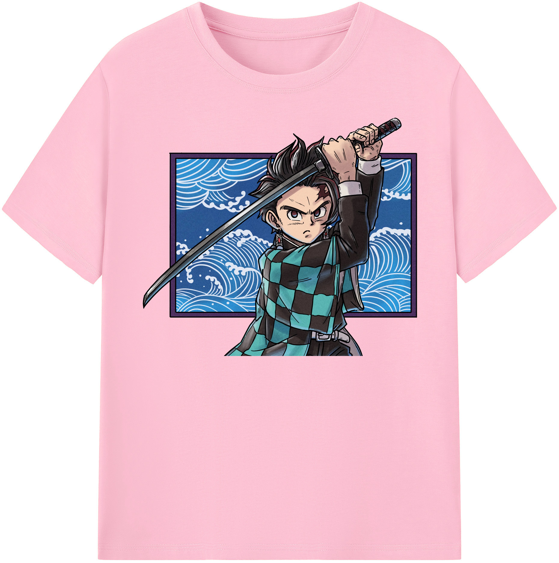 （画像用） 鬼滅の刃 竈門 炭治郎／かまど たんじろう Kamado Tanjirou 綿100％半袖Tシャツ（フロントプリント）