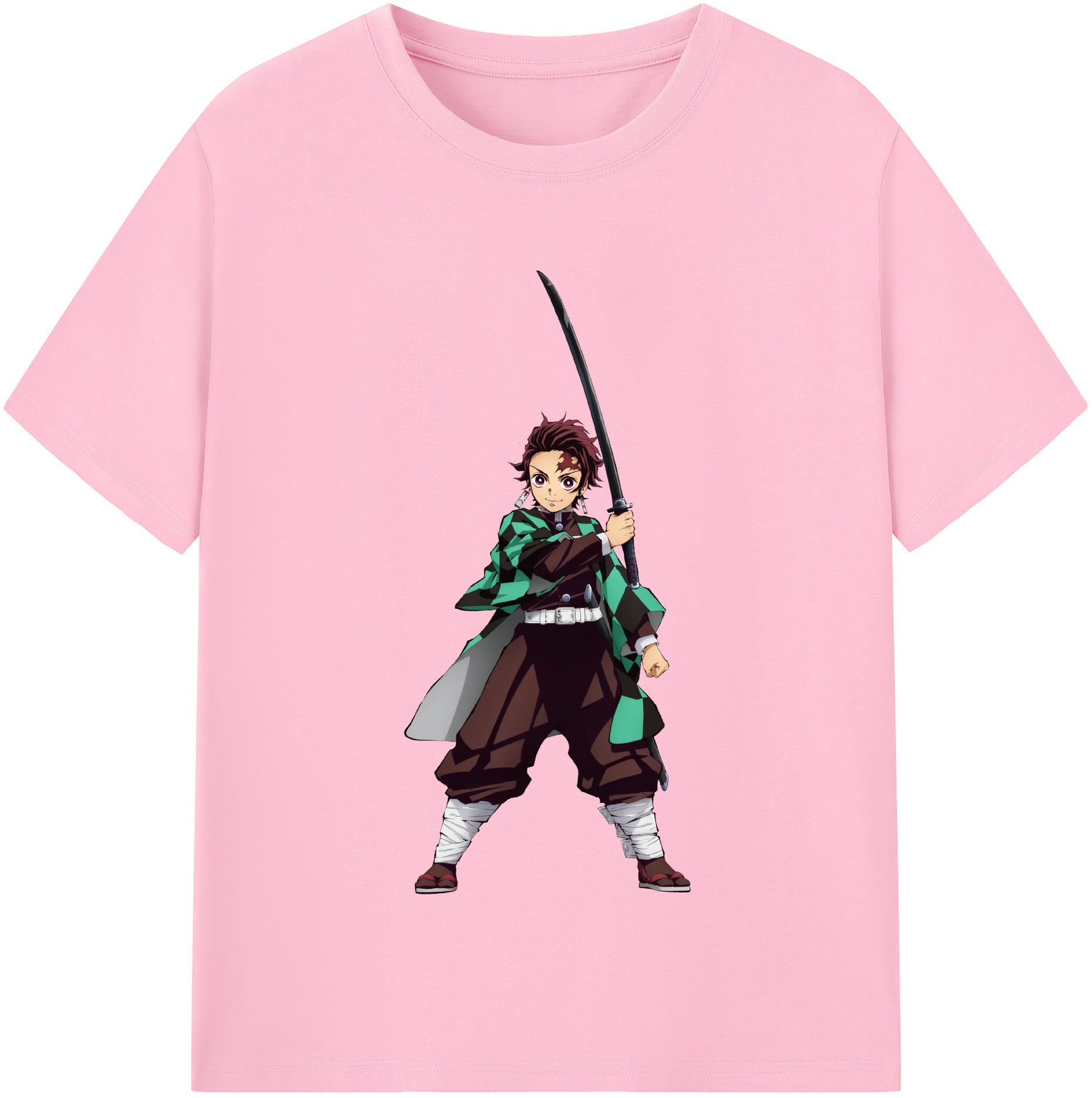 （画像用） 鬼滅の刃 竈門 炭治郎／かまど たんじろう Kamado Tanjirou 綿100％半袖Tシャツ（フロントプリント）