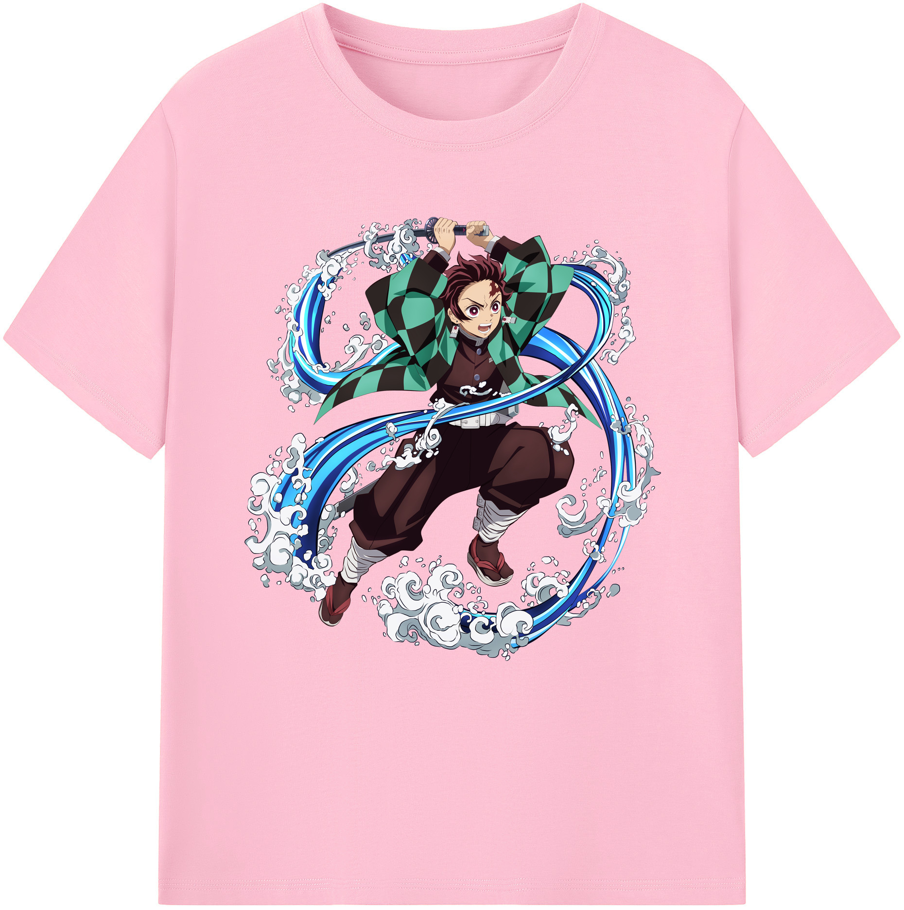 （画像用） 鬼滅の刃 竈門 炭治郎／かまど たんじろう Kamado Tanjirou 綿100％半袖Tシャツ（フロントプリント）