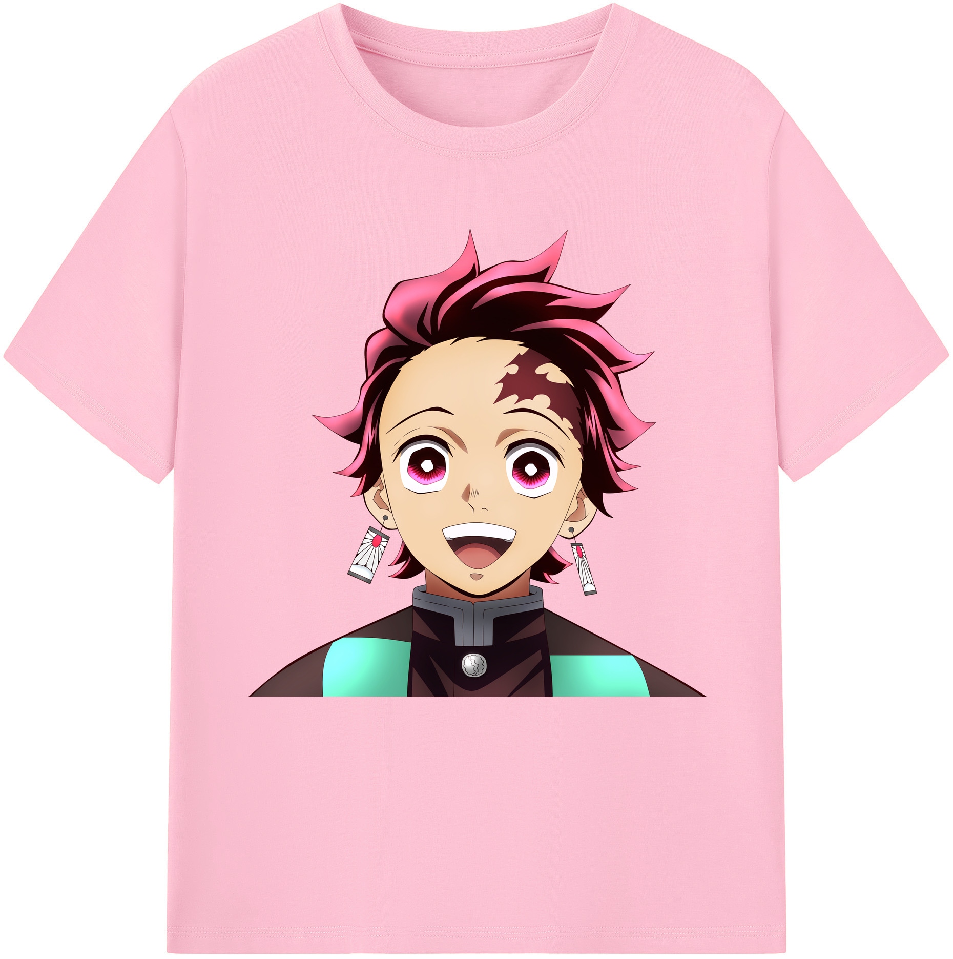 （画像用） 鬼滅の刃 竈門 炭治郎／かまど たんじろう Kamado Tanjirou 綿100％半袖Tシャツ（フロントプリント）