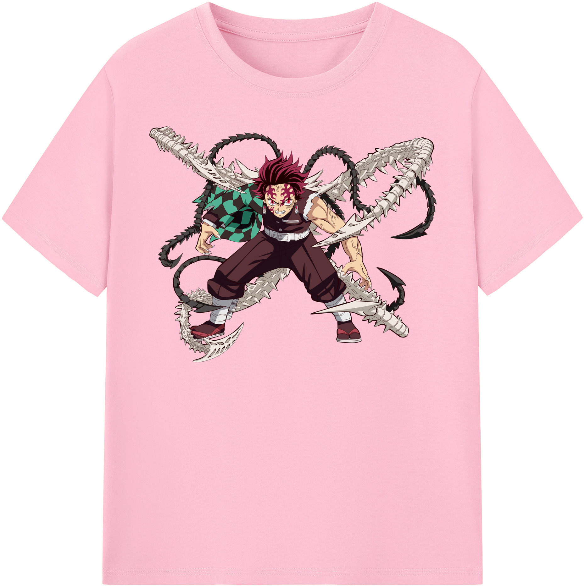 （画像用） 鬼滅の刃 竈門 炭治郎／かまど たんじろう Kamado Tanjirou 綿100％半袖Tシャツ（フロントプリント）
