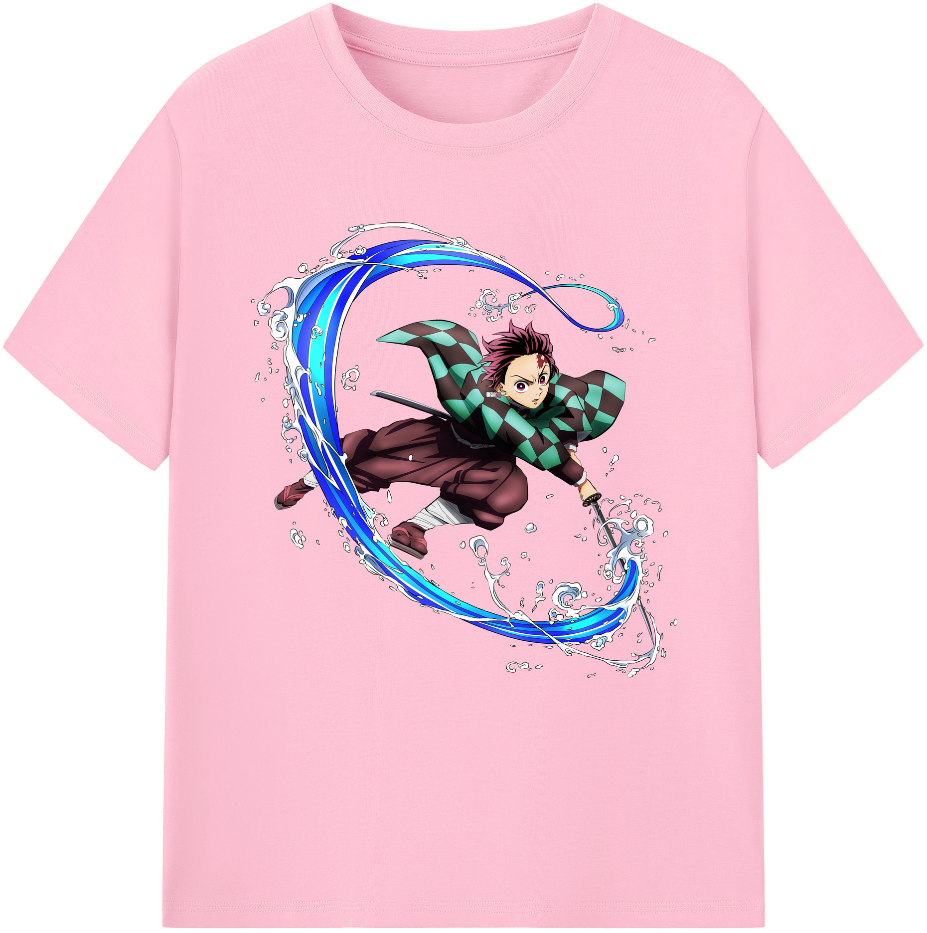 （画像用） 鬼滅の刃 竈門 炭治郎／かまど たんじろう Kamado Tanjirou 綿100％半袖Tシャツ（フロントプリント）