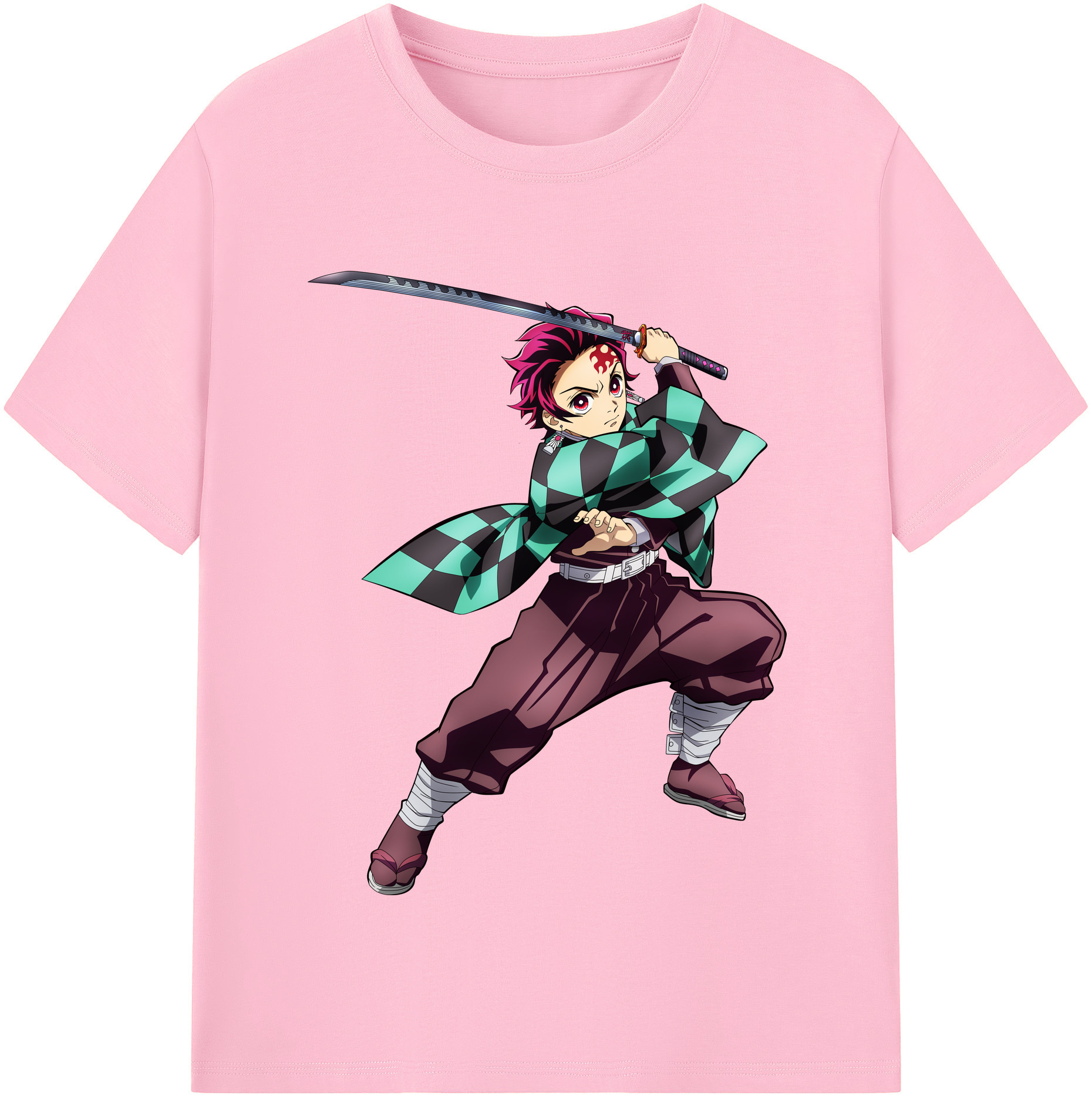 （画像用） 鬼滅の刃 竈門 炭治郎／かまど たんじろう Kamado Tanjirou 綿100％半袖Tシャツ（フロントプリント）