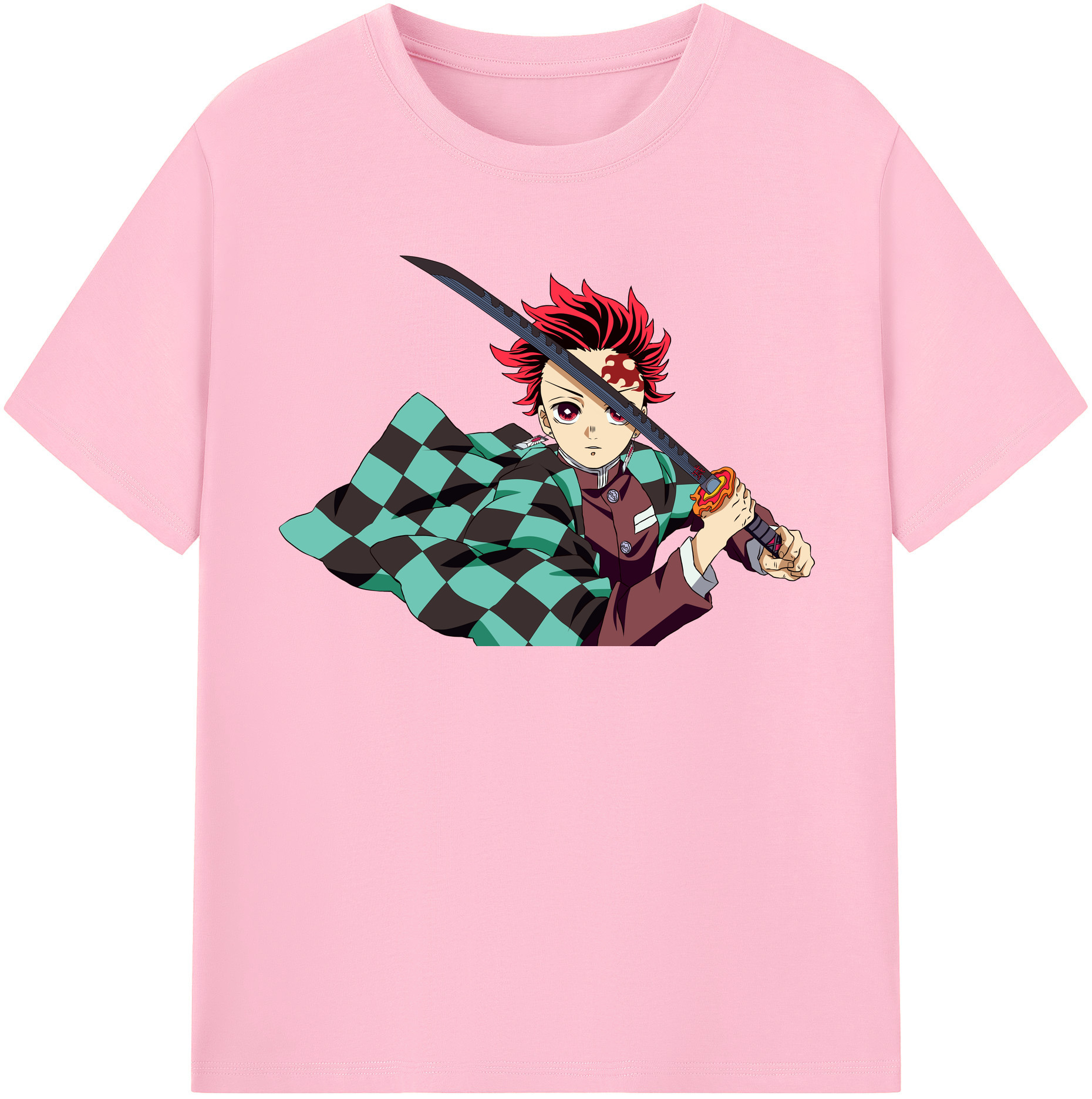 （画像用） 鬼滅の刃 竈門 炭治郎／かまど たんじろう Kamado Tanjirou 綿100％半袖Tシャツ（フロントプリント）