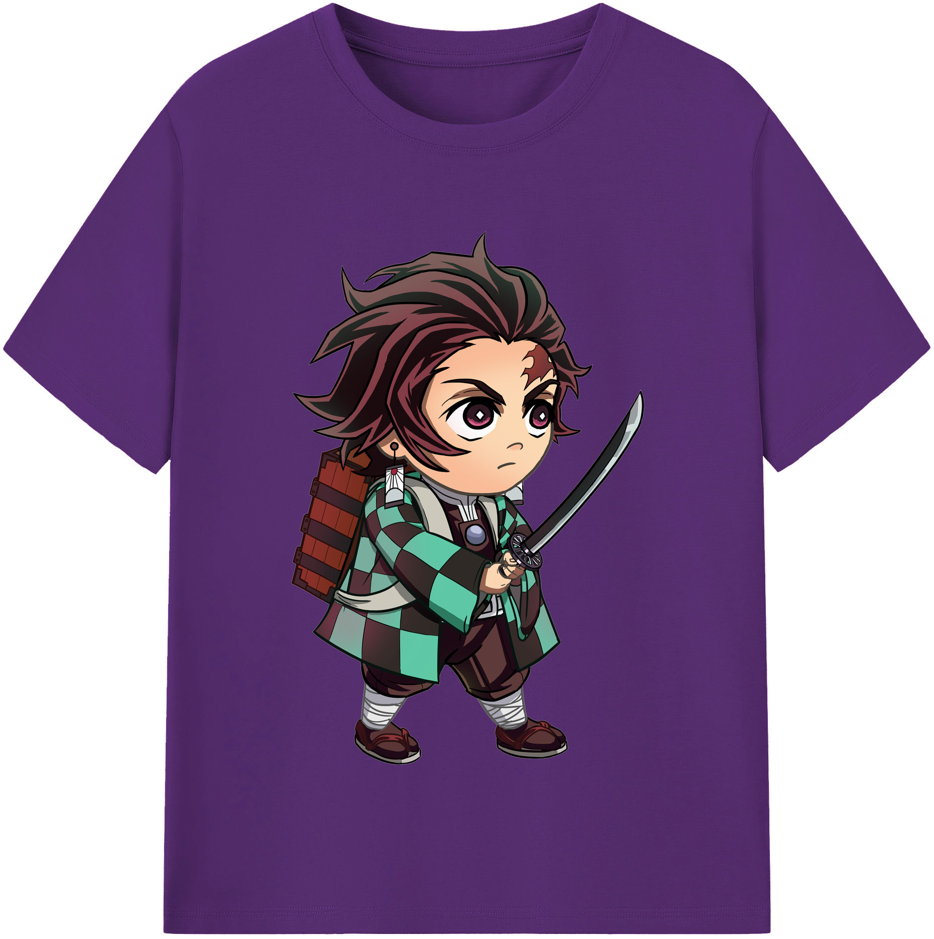 （画像用） 鬼滅の刃 竈門 炭治郎／かまど たんじろう Kamado Tanjirou 綿100％半袖Tシャツ（フロントプリント）