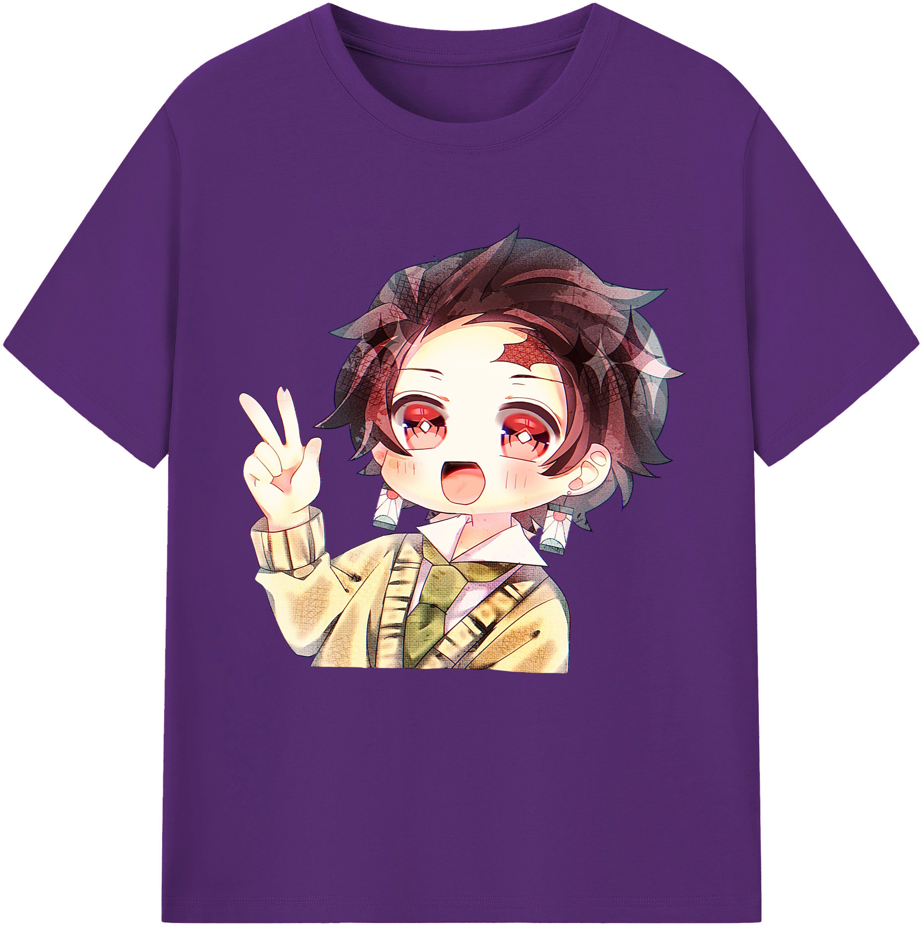 （画像用） 鬼滅の刃 竈門 炭治郎／かまど たんじろう Kamado Tanjirou 綿100％半袖Tシャツ（フロントプリント）