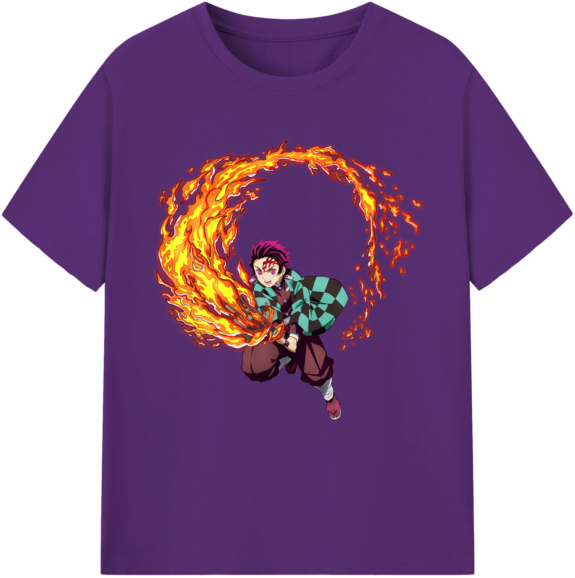 （画像用） 鬼滅の刃 竈門 炭治郎／かまど たんじろう Kamado Tanjirou 綿100％半袖Tシャツ（フロントプリント）