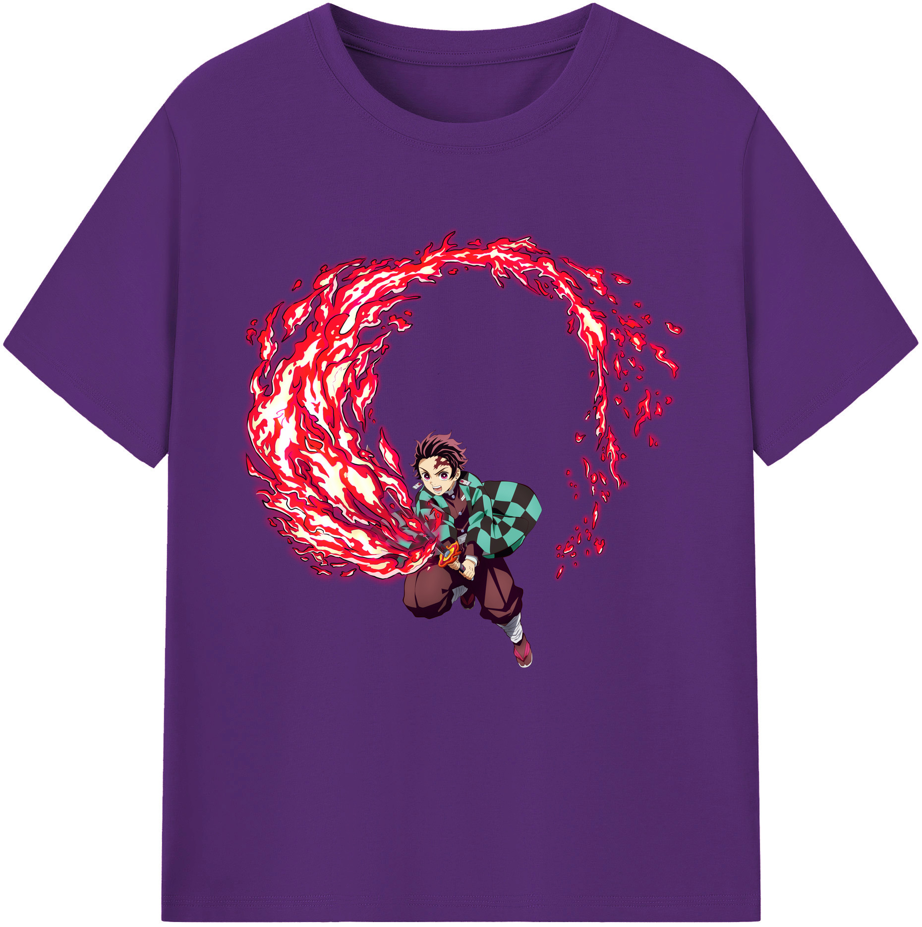 （画像用） 鬼滅の刃 竈門 炭治郎／かまど たんじろう Kamado Tanjirou 綿100％半袖Tシャツ（フロントプリント）