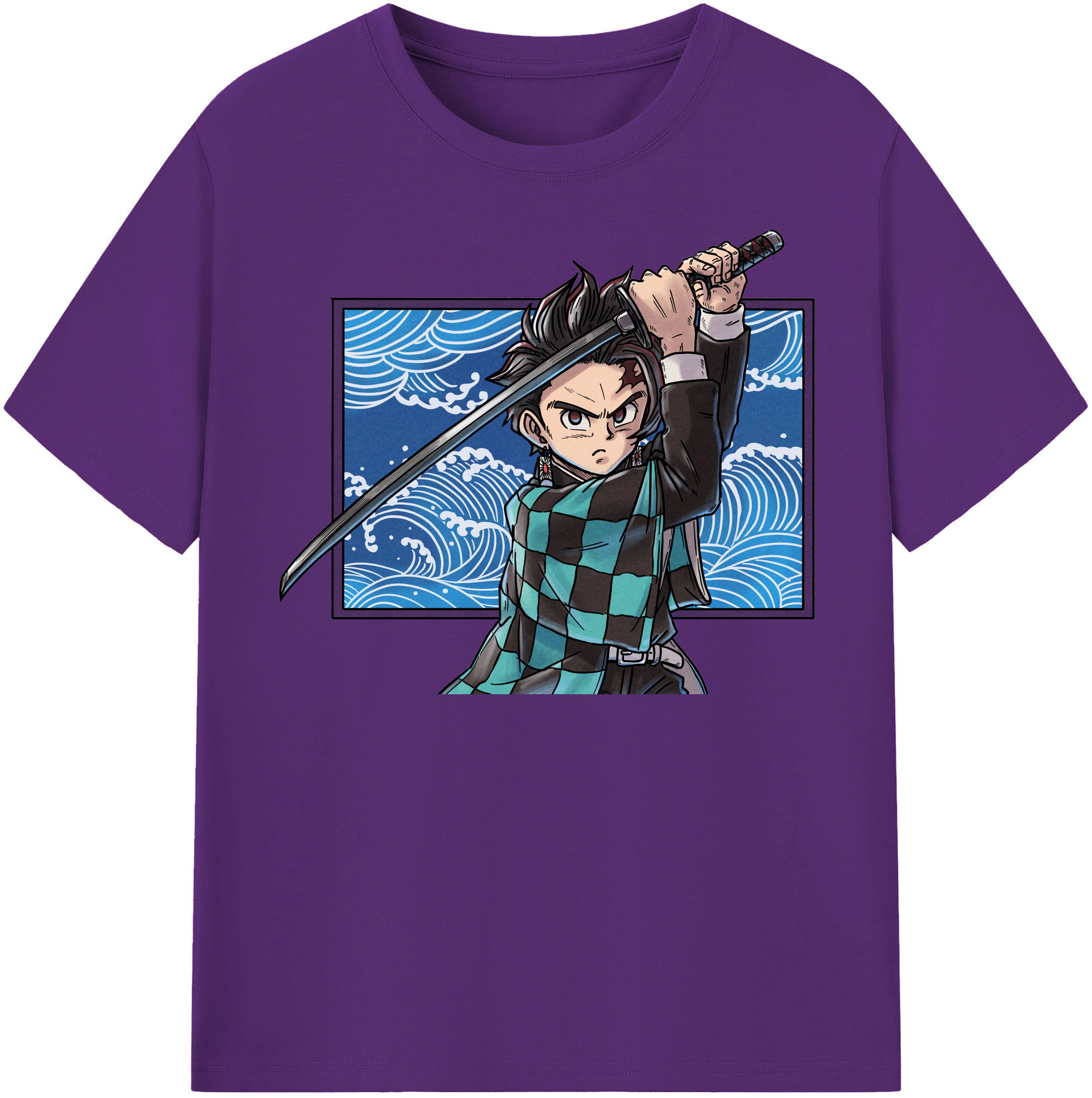 （画像用） 鬼滅の刃 竈門 炭治郎／かまど たんじろう Kamado Tanjirou 綿100％半袖Tシャツ（フロントプリント）