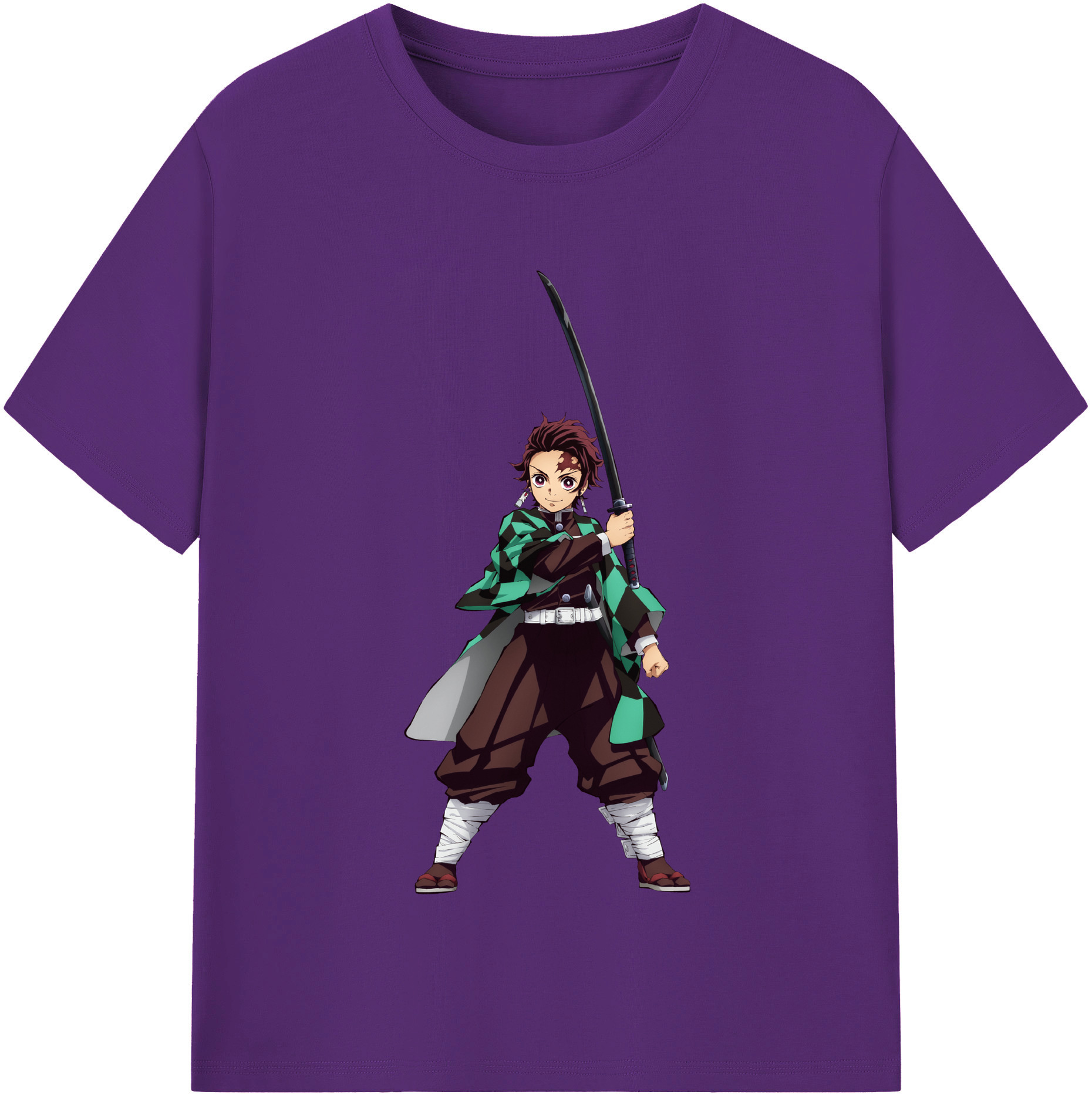 （画像用） 鬼滅の刃 竈門 炭治郎／かまど たんじろう Kamado Tanjirou 綿100％半袖Tシャツ（フロントプリント）