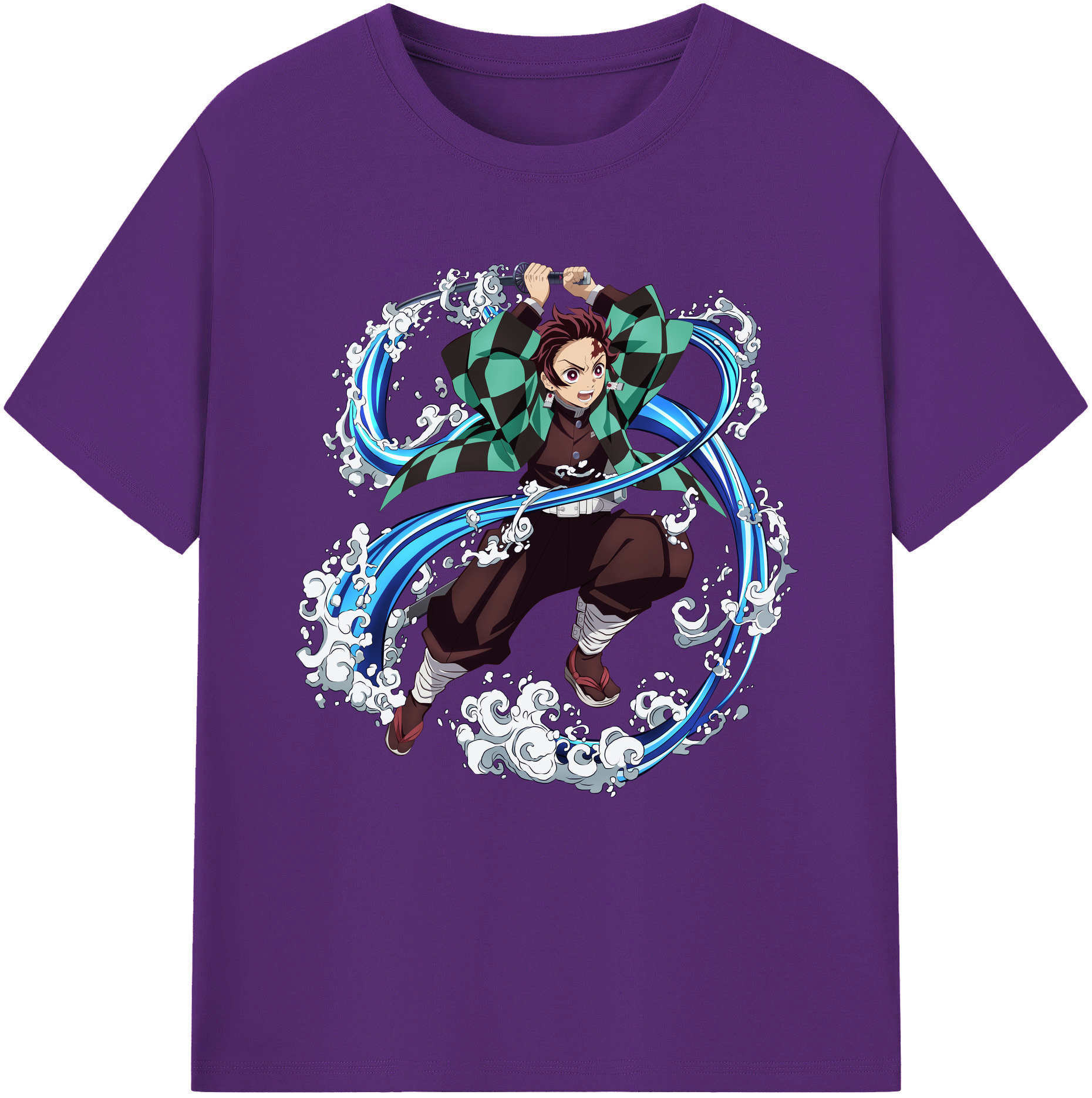 （画像用） 鬼滅の刃 竈門 炭治郎／かまど たんじろう Kamado Tanjirou 綿100％半袖Tシャツ（フロントプリント）