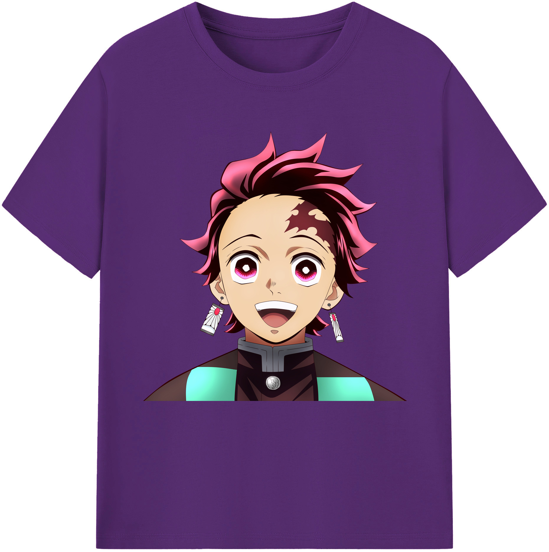 （画像用） 鬼滅の刃 竈門 炭治郎／かまど たんじろう Kamado Tanjirou 綿100％半袖Tシャツ（フロントプリント）