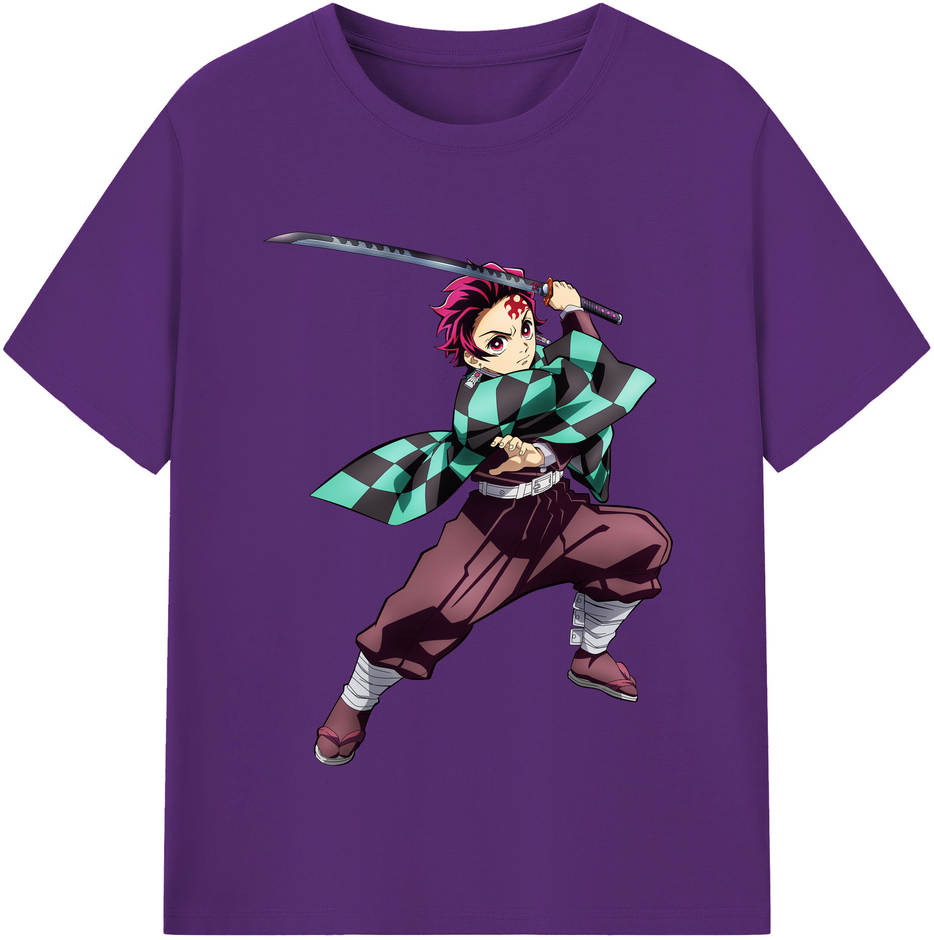 （画像用） 鬼滅の刃 竈門 炭治郎／かまど たんじろう Kamado Tanjirou 綿100％半袖Tシャツ（フロントプリント）