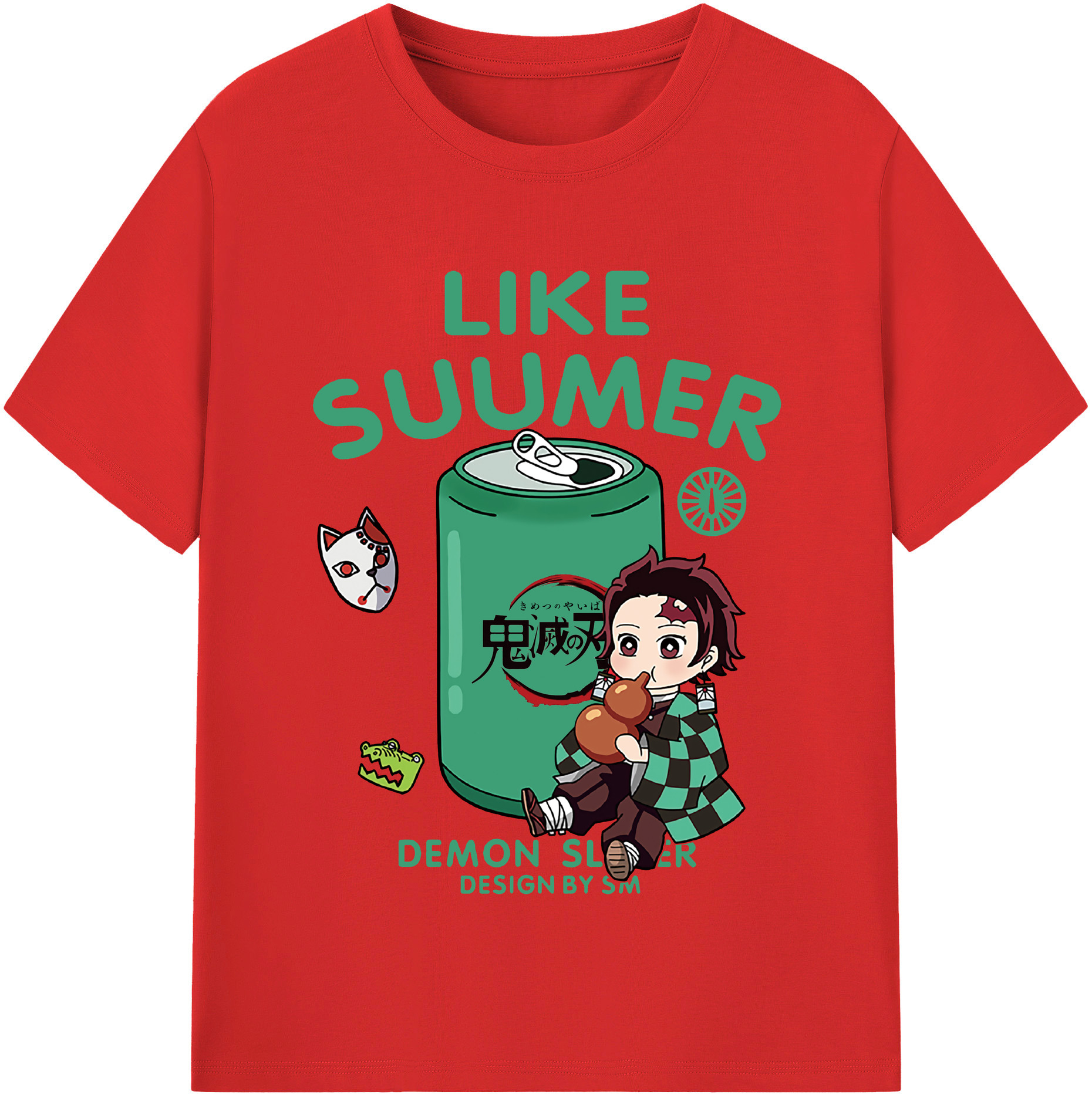 （画像用） 鬼滅の刃 竈門 炭治郎／かまど たんじろう Kamado Tanjirou 綿100％半袖Tシャツ（フロントプリント）