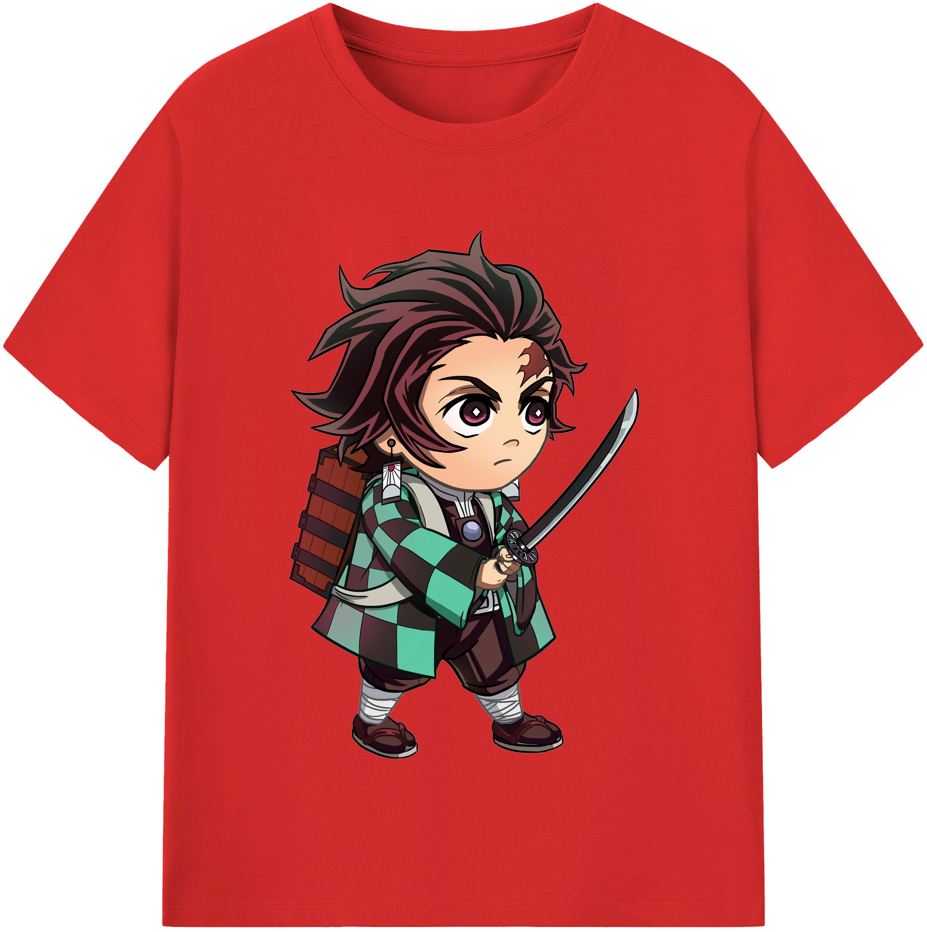 （画像用） 鬼滅の刃 竈門 炭治郎／かまど たんじろう Kamado Tanjirou 綿100％半袖Tシャツ（フロントプリント）