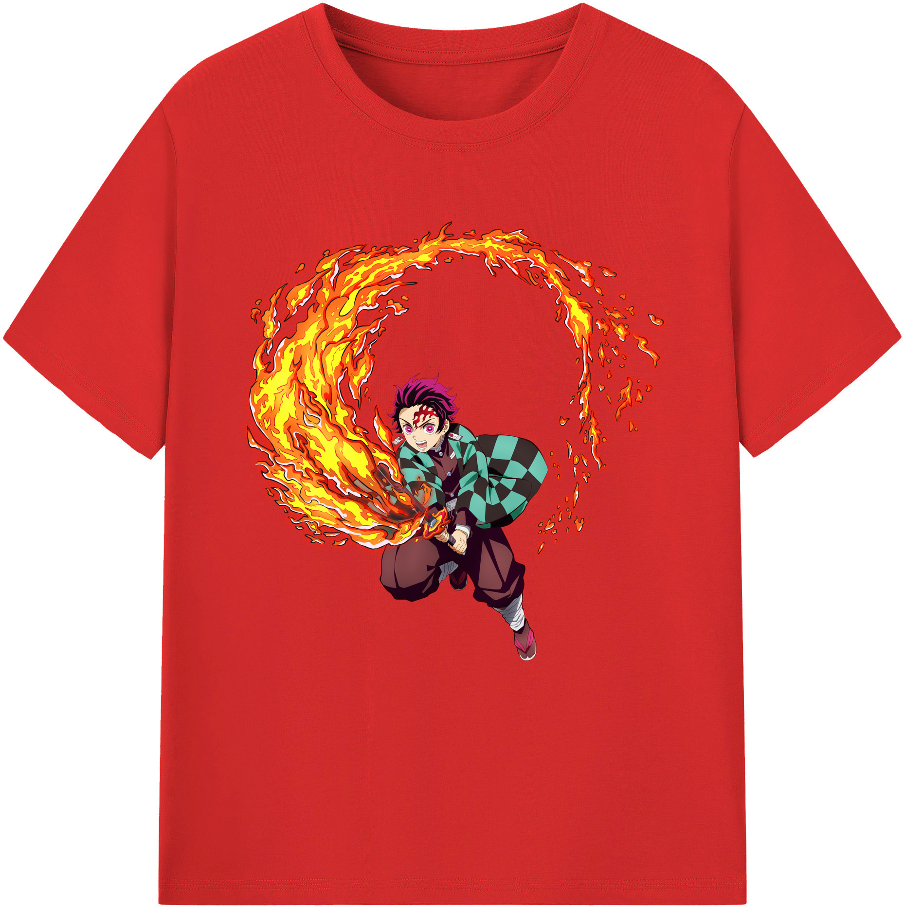 （画像用） 鬼滅の刃 竈門 炭治郎／かまど たんじろう Kamado Tanjirou 綿100％半袖Tシャツ（フロントプリント）