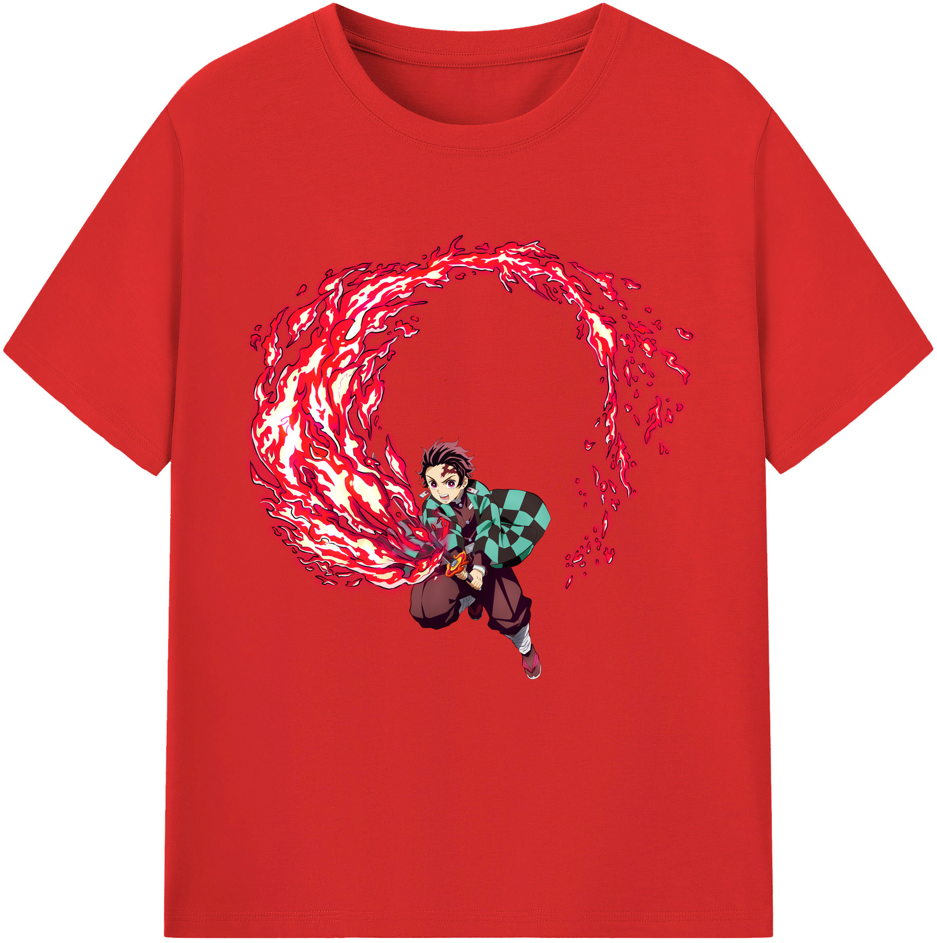 （画像用） 鬼滅の刃 竈門 炭治郎／かまど たんじろう Kamado Tanjirou 綿100％半袖Tシャツ（フロントプリント）