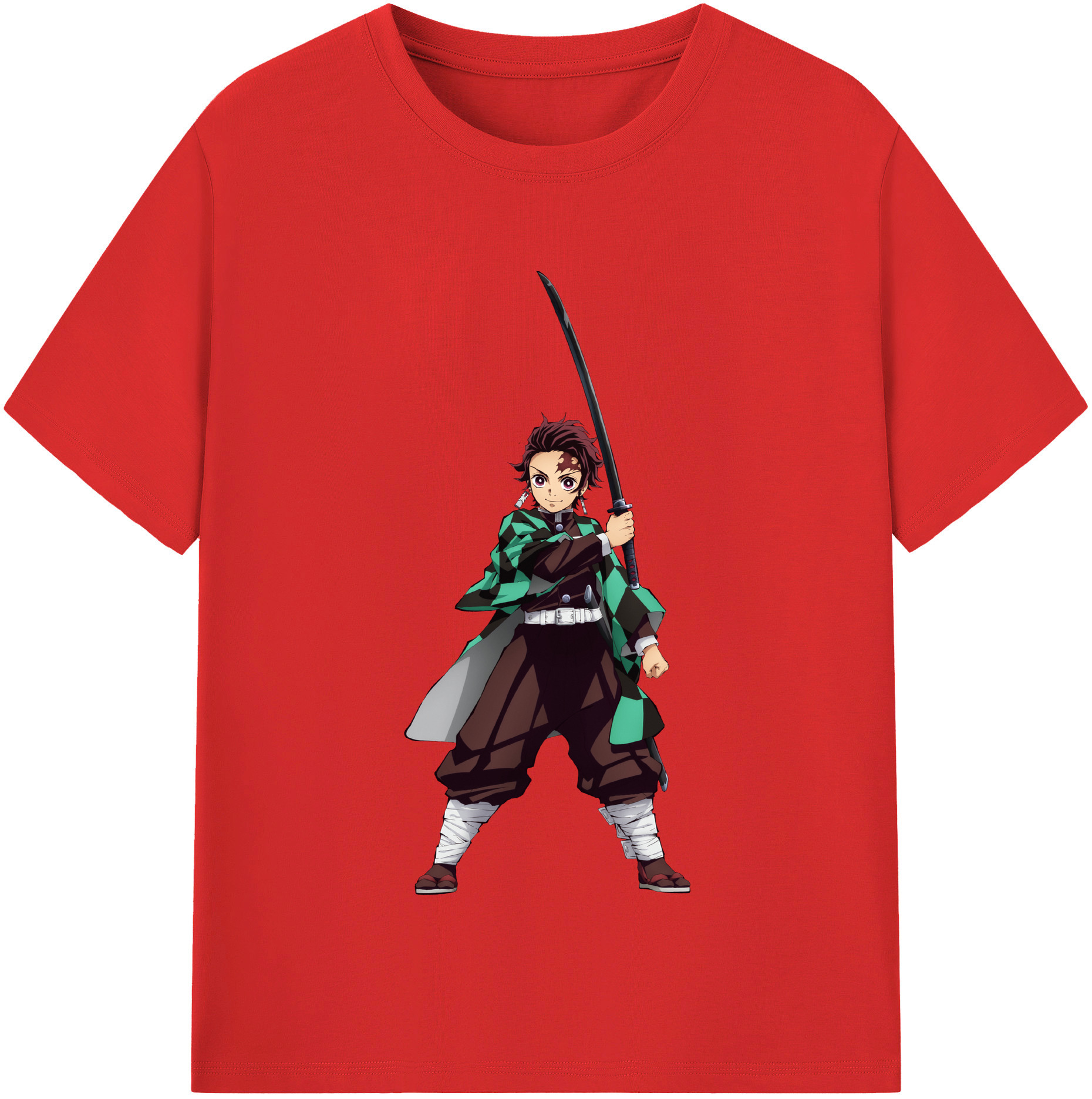 （画像用） 鬼滅の刃 竈門 炭治郎／かまど たんじろう Kamado Tanjirou 綿100％半袖Tシャツ（フロントプリント）