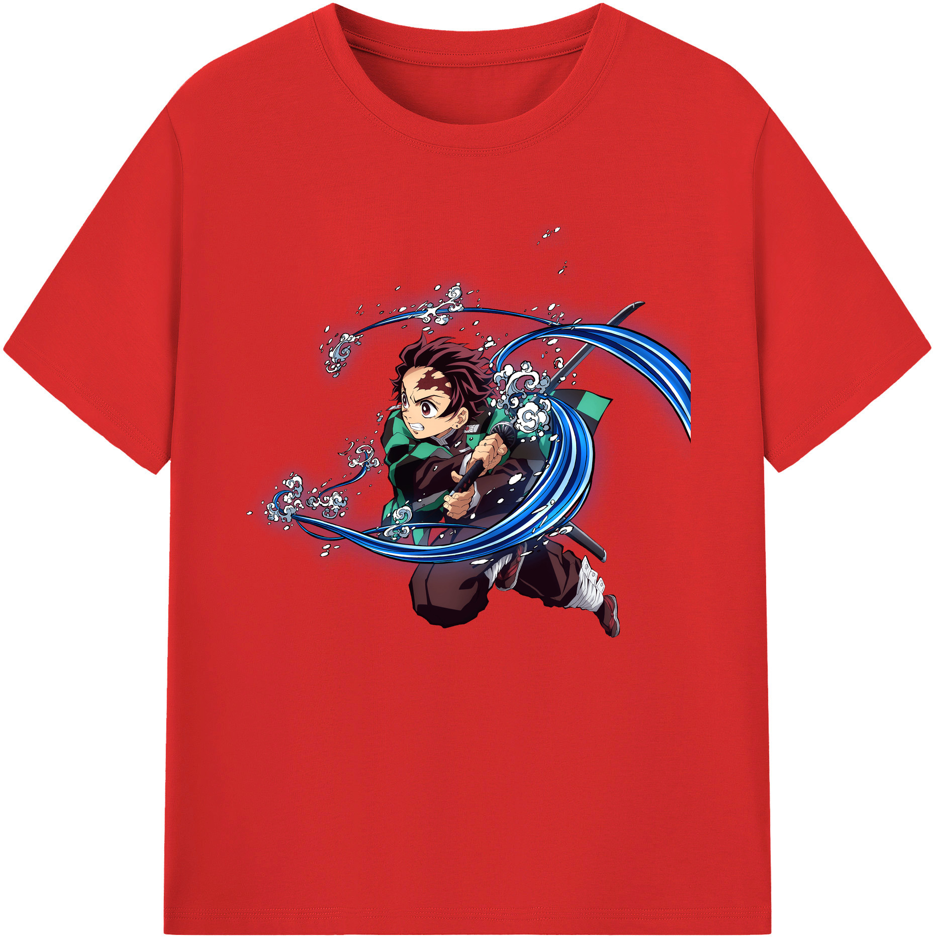 （画像用） 鬼滅の刃 竈門 炭治郎／かまど たんじろう Kamado Tanjirou 綿100％半袖Tシャツ（フロントプリント）
