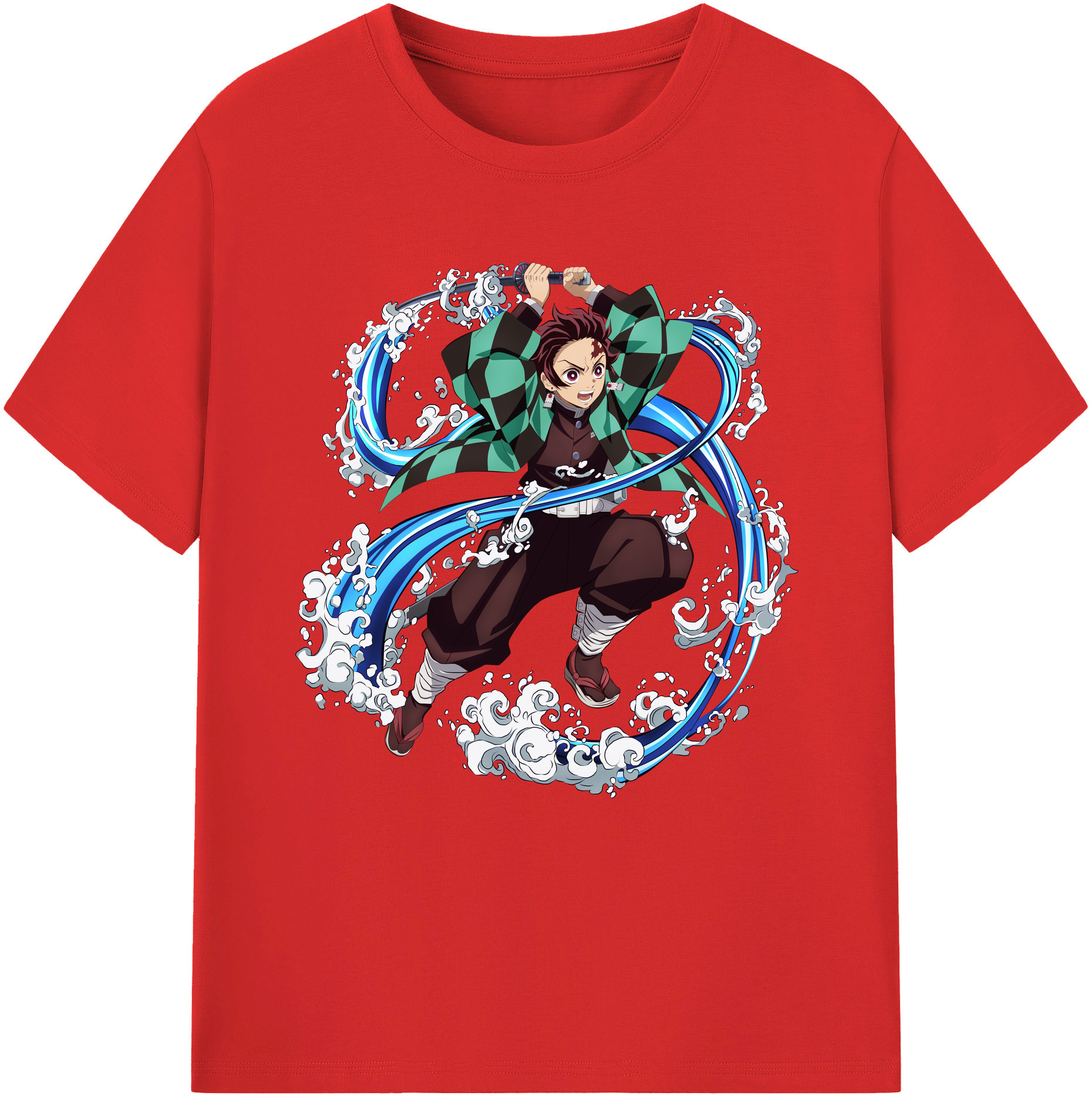 （画像用） 鬼滅の刃 竈門 炭治郎／かまど たんじろう Kamado Tanjirou 綿100％半袖Tシャツ（フロントプリント）